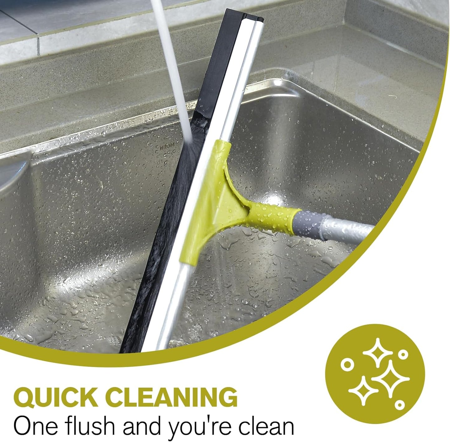 60'' Floor Squeegee Heavy Duty Scrubber with Telescopic Pole, Long Handle Squeegee for Floor with Rubber Blade, Broom for Concrete Floor Shower Tile Glass Pool Garage -17in