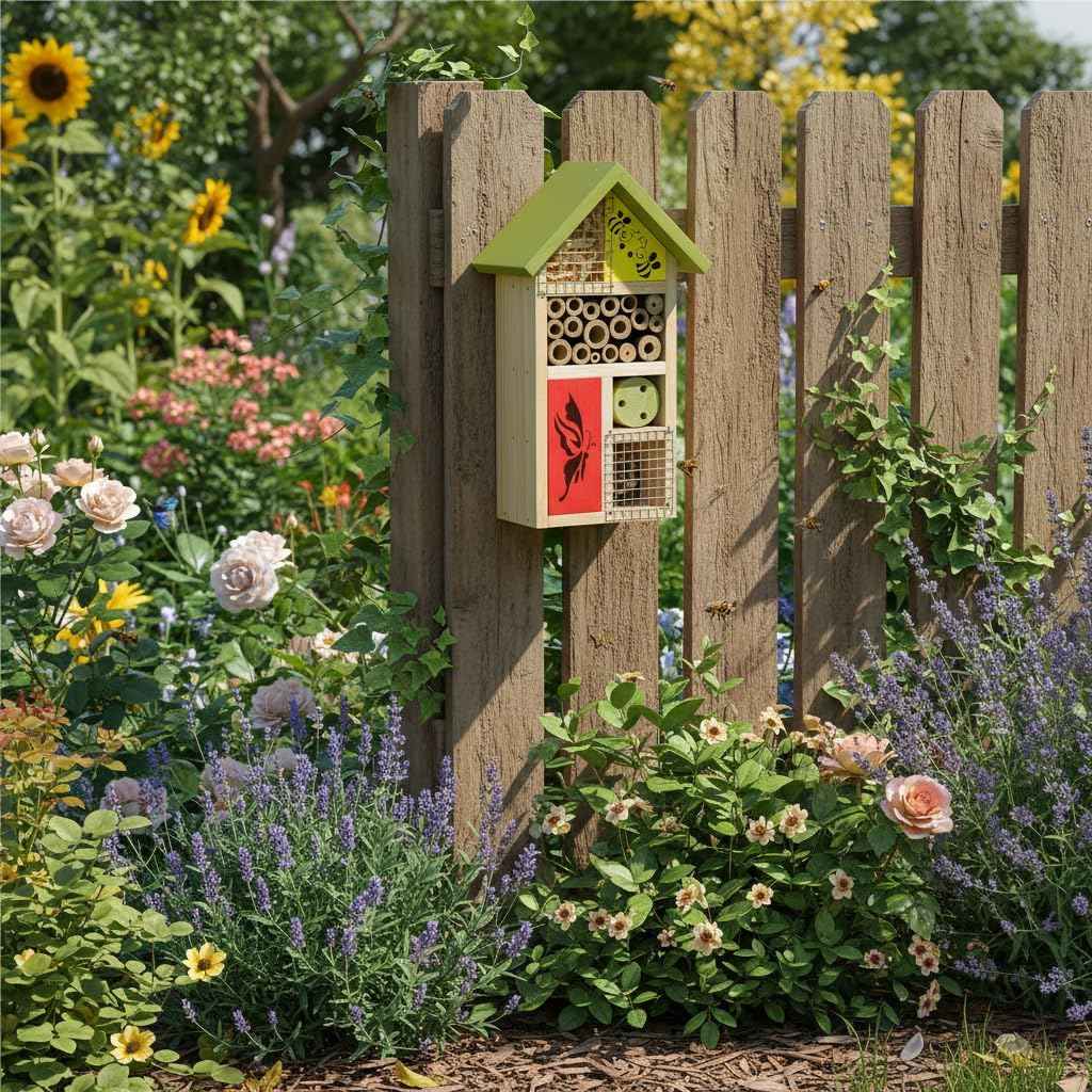 Premium Bug Hotel Kit Cedar Wood Insect Hotel Insect House - Backyard Bee House, Nesting Habitat Shelters, Garden Shelter for Bees, Butterflies, Bugs,Heavy Duty Thickness Colorful