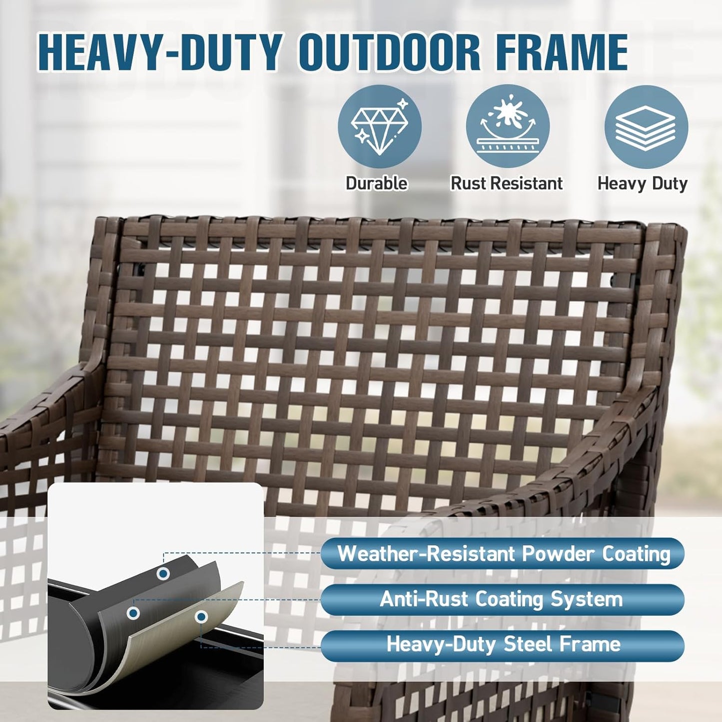 EAGLE PEAK Sienna Bay Outdoor Dining Set for 6, Patio Table Set with Umbrella Hole, All Weather Backyard Table, Chairs and Bench for Lawn, Garden, Deck, 6 Pieces, Brown
