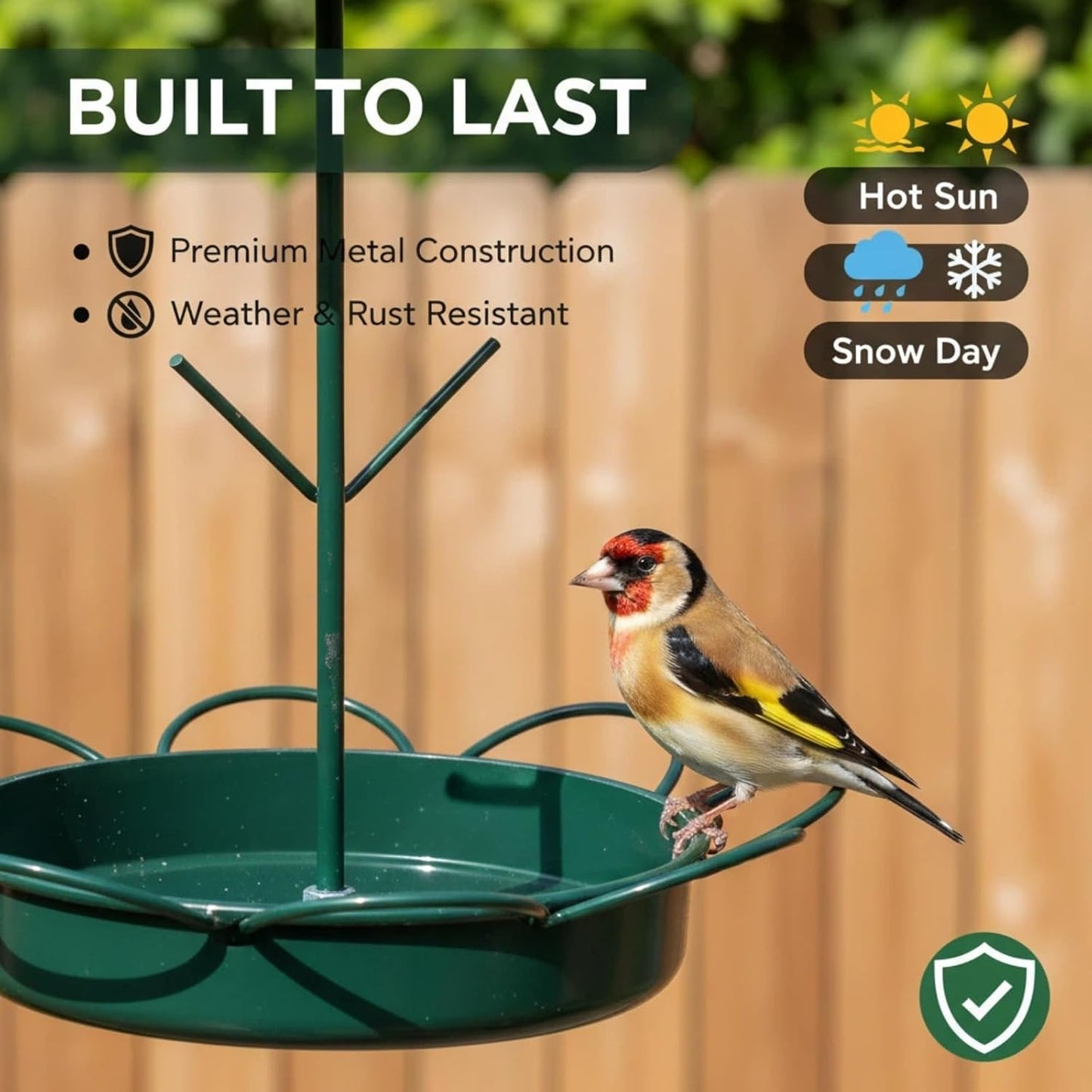 Outdoor Squirrel-Proof Bird Feeder, Hanging Metal, Large Capacity, Bite-Resistant and Weatherproof, Attracts Wild Birds