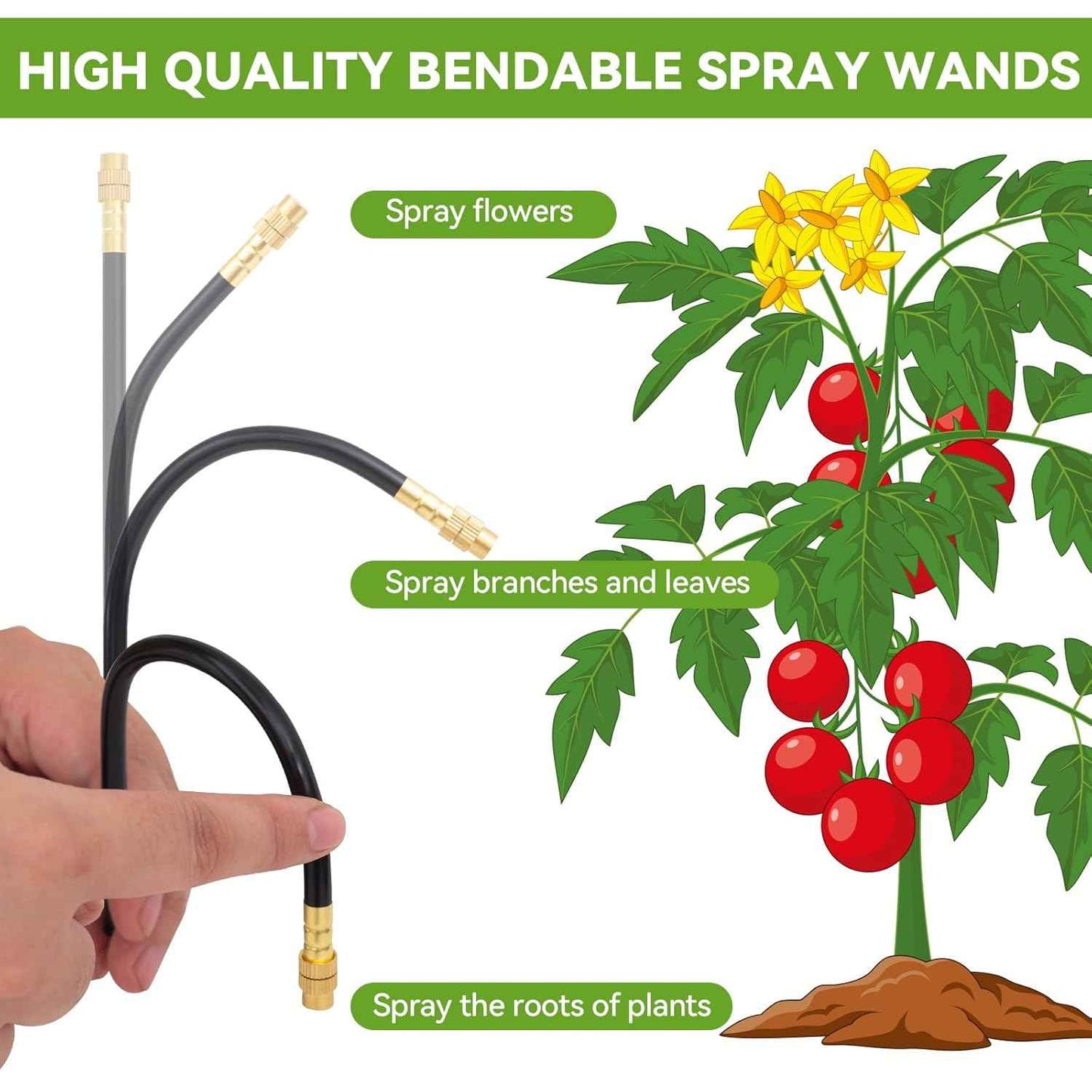 1/4" 120Ft Garden Drip Irrigation System with 16pcs 360°Adjustable Brass Nozzles & Bendable Rod, 2026-Upgraded Watering System Kit for Outdoor Raised Bed, Potted Plant, Yard, Greenhouse