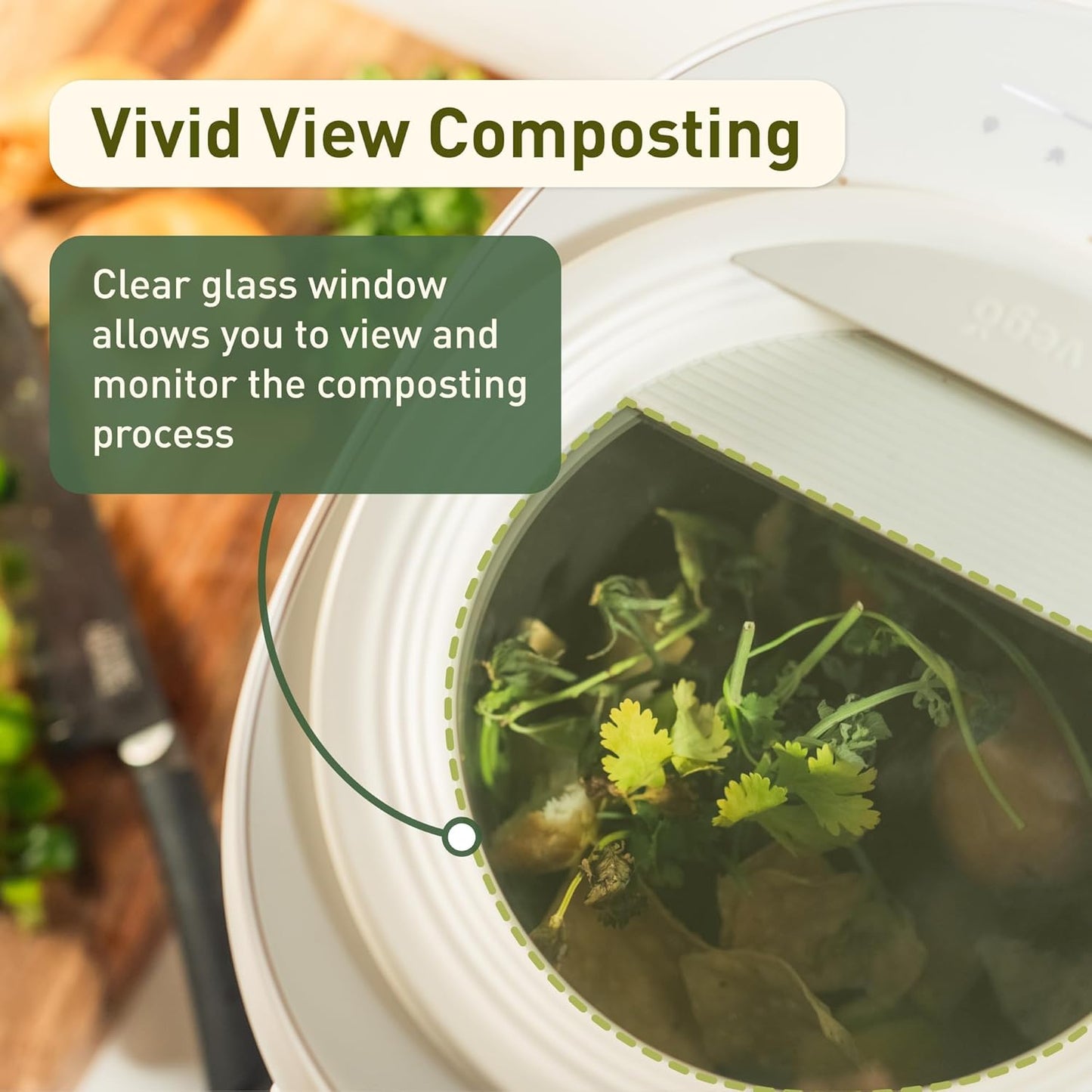 Vego Kitchen Composter, 4L Electric Composter Countertop 5 Modes Weight-Based Smart Compost Bin with App Odorless Auto-Cleaning Food Waste Compost Machine Indoor, Black