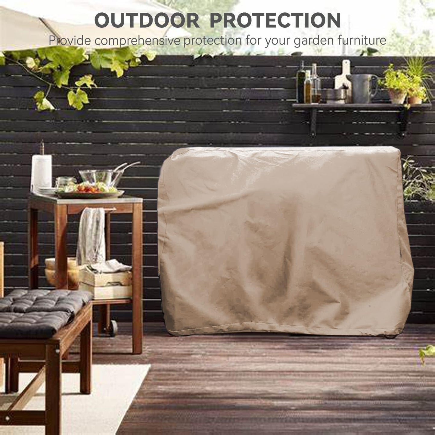 Outdoor Prep Table Cover -Khaki Heavy Duty Waterproof Cover for PC3404S Rolling Dining Table Compatible with 46 inch Outdoor Utility Cart