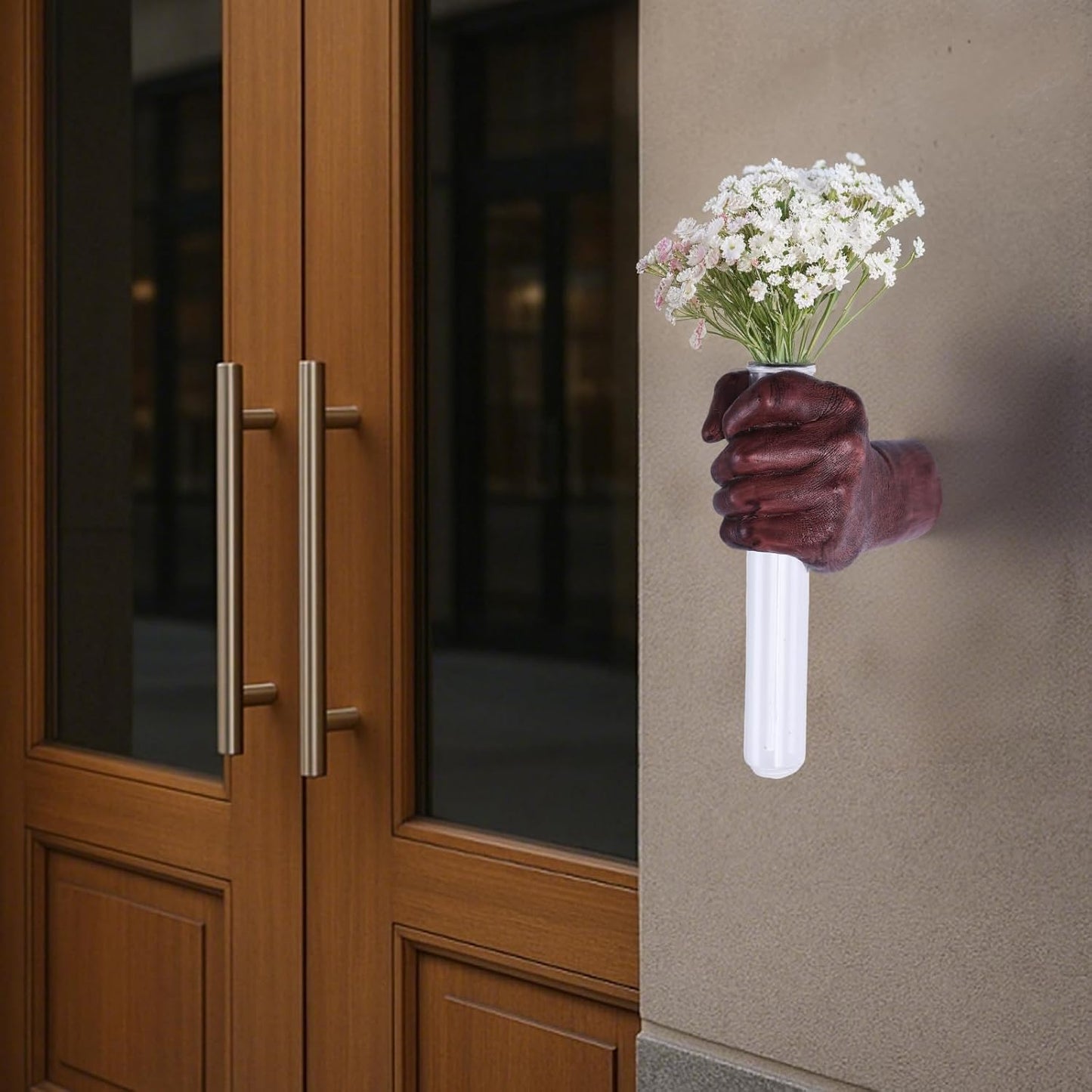 Wall Sculptures, Hand Vases Home Decor, Wall Mount Art Sculpture, Unique Wall Art Statue, Funky Flower Vase Decorations, Modern Eclectic Hanging Decor,Glass Test Tube Vase