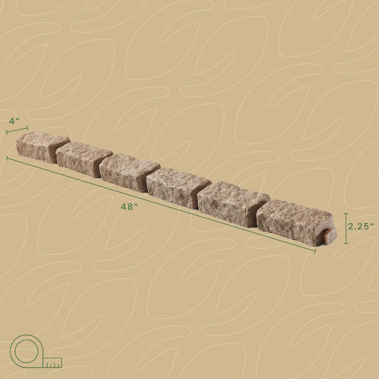 Beuta Landscape Edging | Garden Edging Border | Faux Stone Bricks for Lawn edging, Flower beds, Pathways & Yard Edging– 10 Packs | Each Section Has 6 Bricks 48"L x 4"W x 2.25"H | 30 Spikes |Sandstone