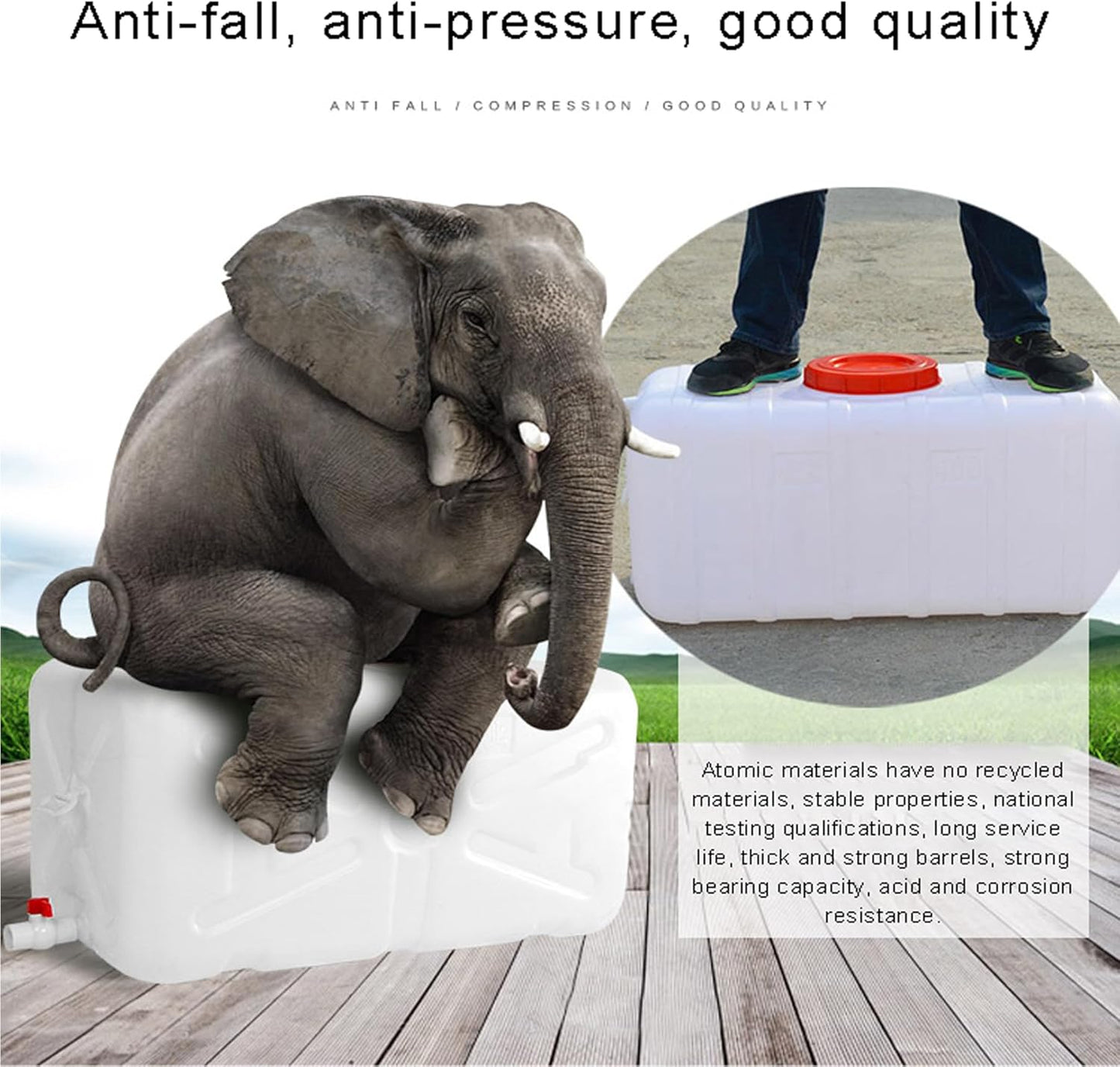 Portable Water Container with Tap, Heavy Duty Water Tank Plastic Water Storage Carrier 50L 80L 110L 200L Water Bucket Jug for Camping Outdoor Hiking Travel Emergency(Size:80L)