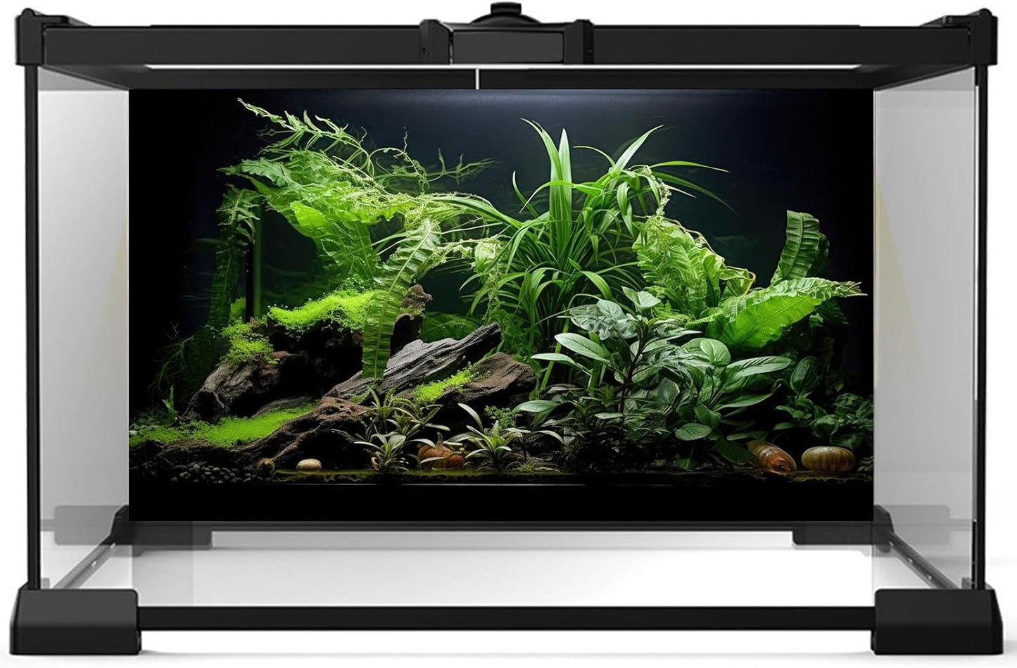Aquarium Background Freshwater Green Plants Terrarium Background Aquatic Underwater Sea Grass Tank Background Wood Root Rock with Moss Jungle Style Fish Tank Background Poster Wallpaper 30x18in