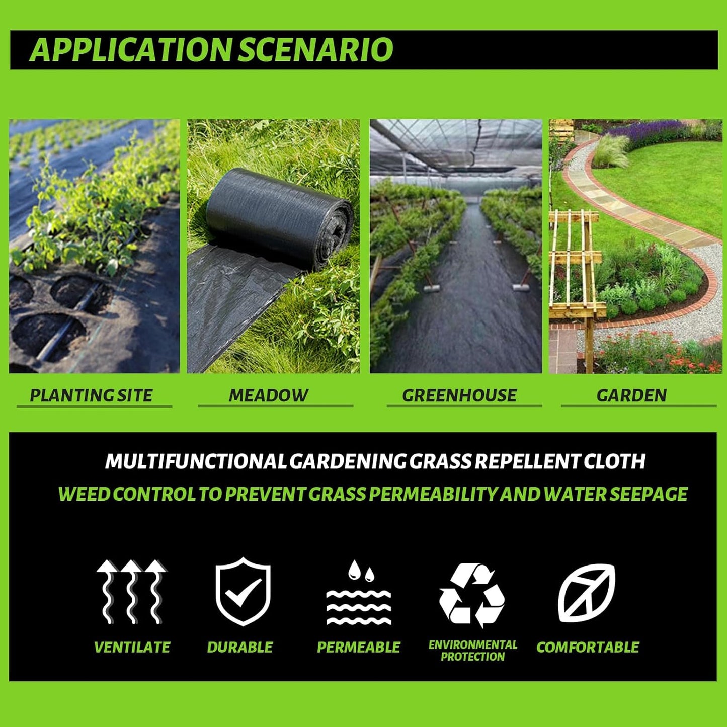 6x100FT Weed Barrier Landscape Fabric Heavy Duty, 3.2oz Durable Geotextile Fabric, Weed Block Gardening Ground Cover Mat, Weed Control Garden Cloth for Landscaping, French Drains, Yard Driveway
