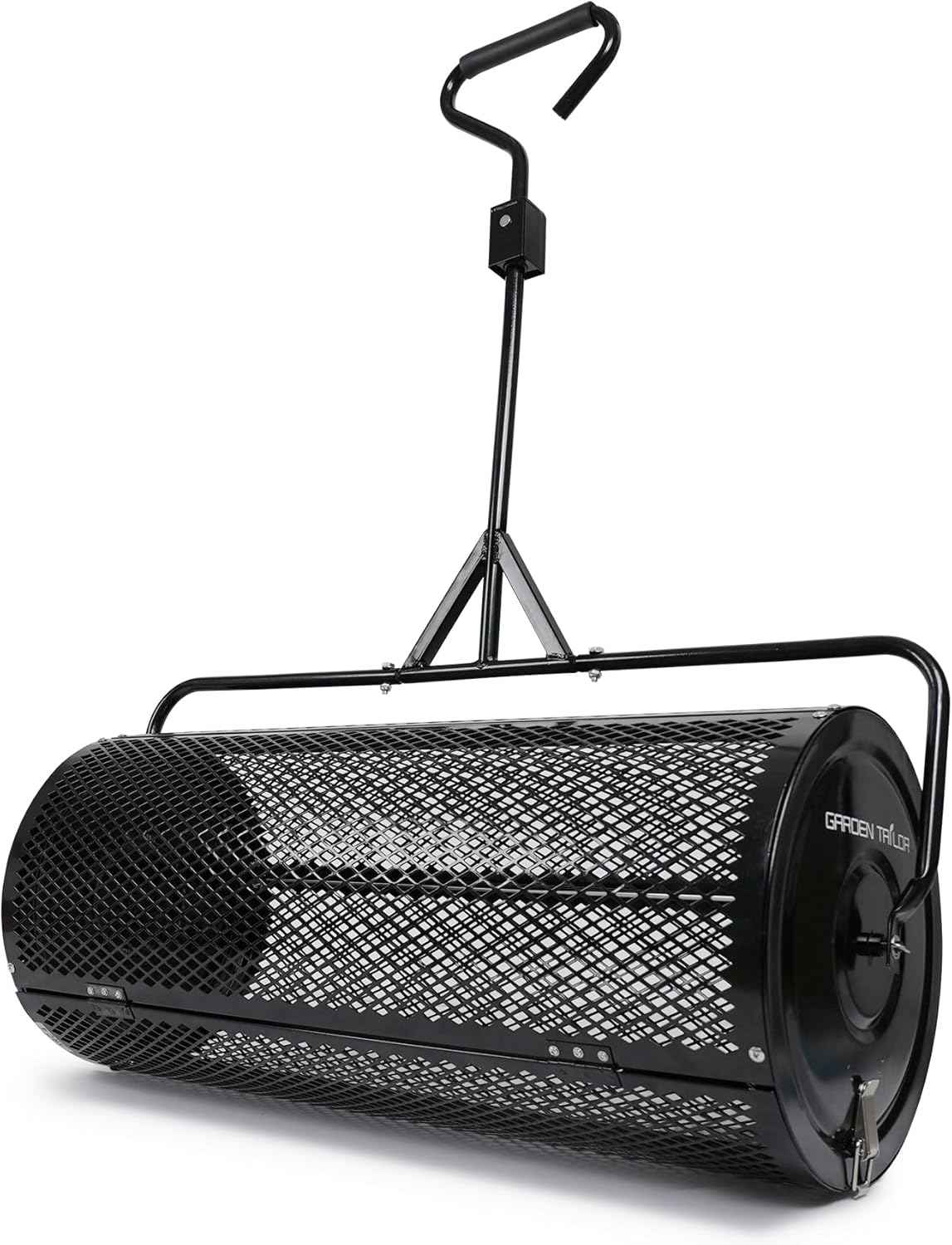 Compost Spreader 36 Inch Towable Peat Moss Spreader with Installation Support Accessories, Black Metal Mesh Roller Lawn Spreader for Top Soil, Manure, Mulch, Top Dressing - Garden spreaders for lawns