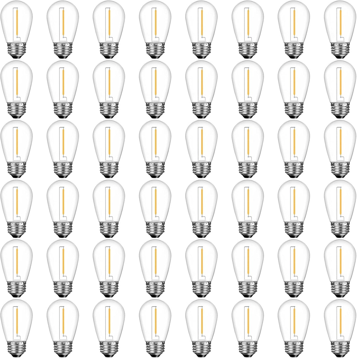 48 Pack Shatterproof LED Replacement Bulbs for Outdoor String Lights, S14 Edison Bulbs for Patio String Lights Outdoor Waterproof, Warm White 2200K, Dimmable, E26 Standard Base