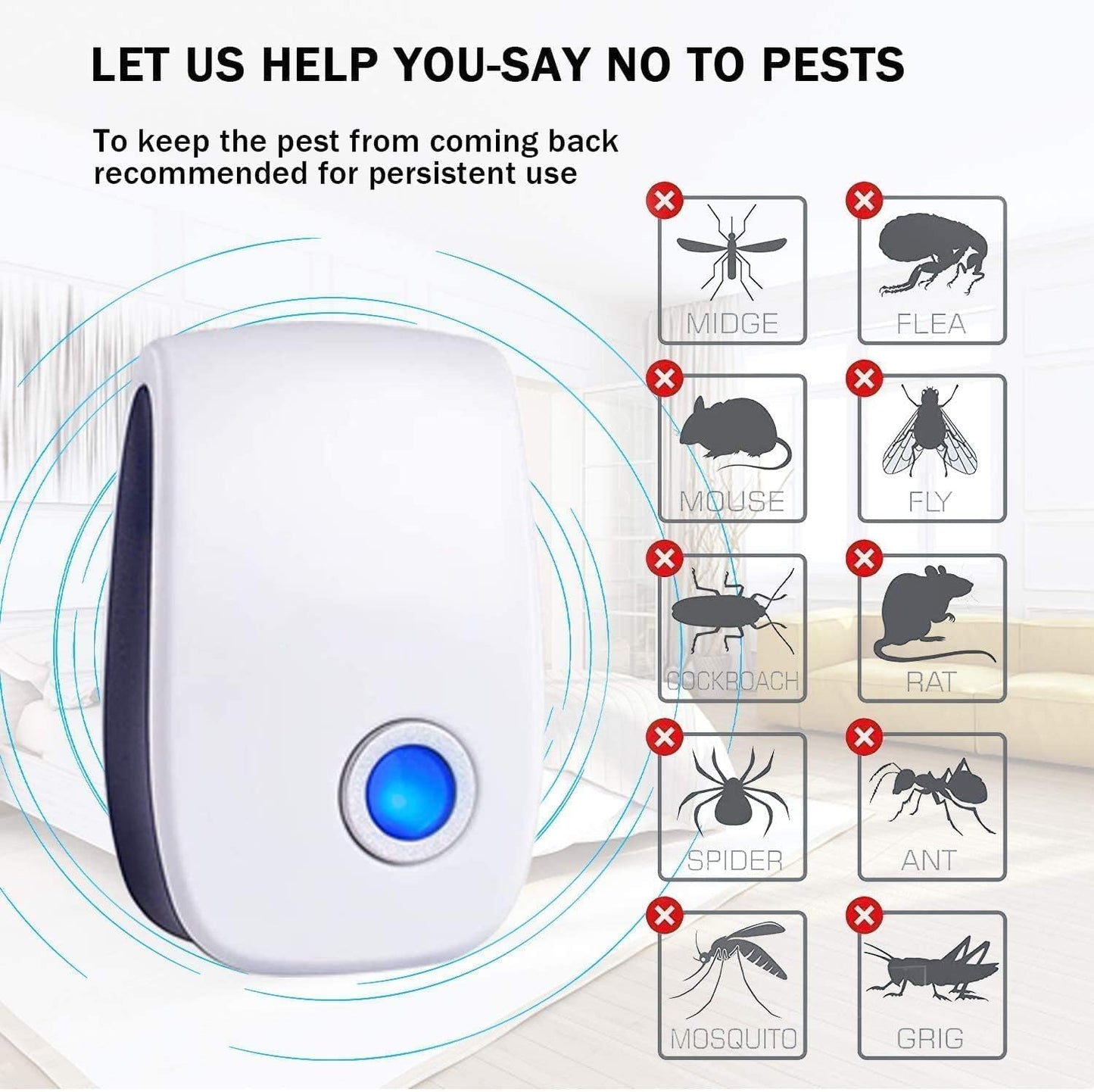 2026 Upgraded Ultrasonic pest Repellent, Electronic Plug in Indoor Pest Control Repeller for Mouse, bat, Mosquitoes, Fly Fleas, Roach, Rodents 6 Packs