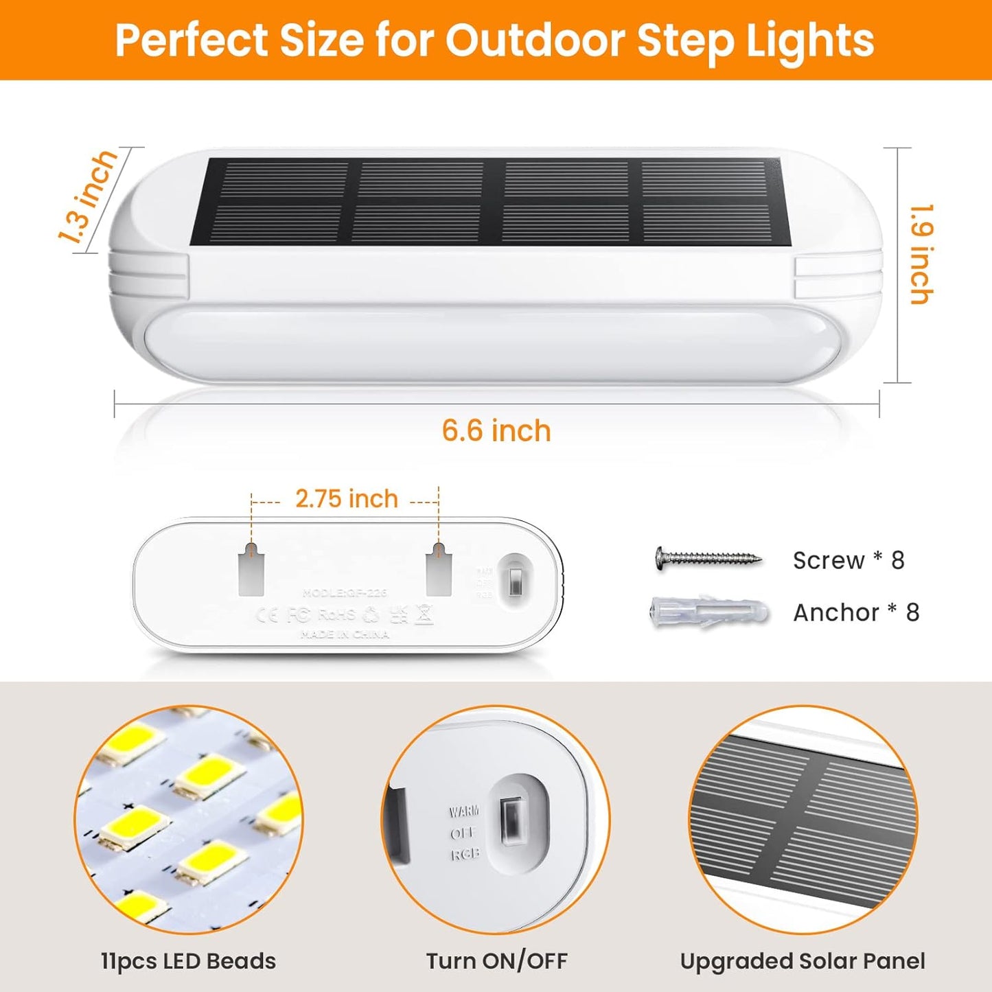 Ahaorigin Solar Outdoor Lights 4 Pack, Bright Fence Lights with Multi-Color Changing & Warm White Mode, Upgraded Solar Step Lights Outdoor Waterproof for Garden Deck Post Stair Yard and Wall
