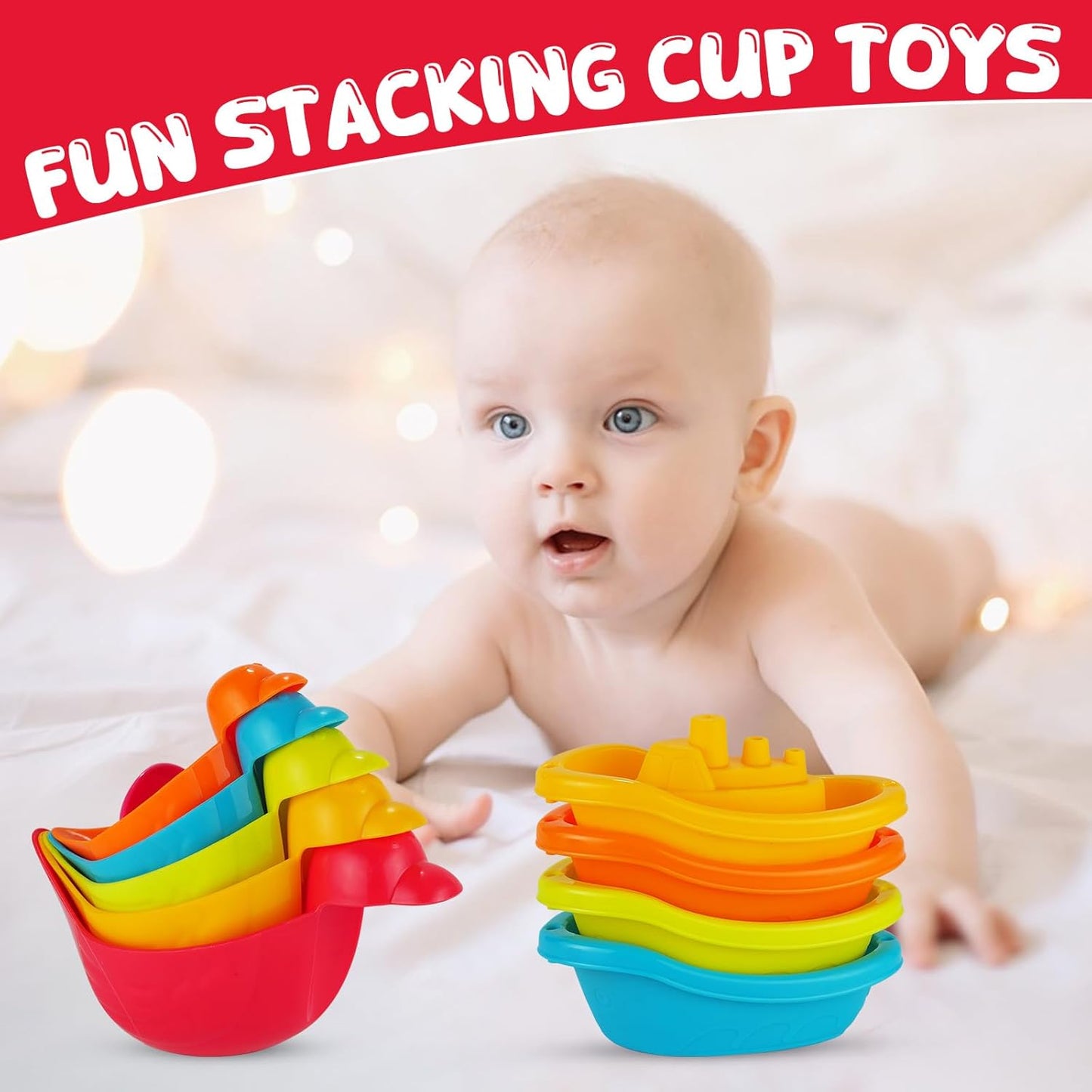 Baby Bath Toys for Kids,12 PCS Mold Free Bath Toys for Toddlers with Floating Boats,Watering Can,Floating Ducks & Bath Spoons, Bathtub Water Pool Toys for Babies and Toddlers