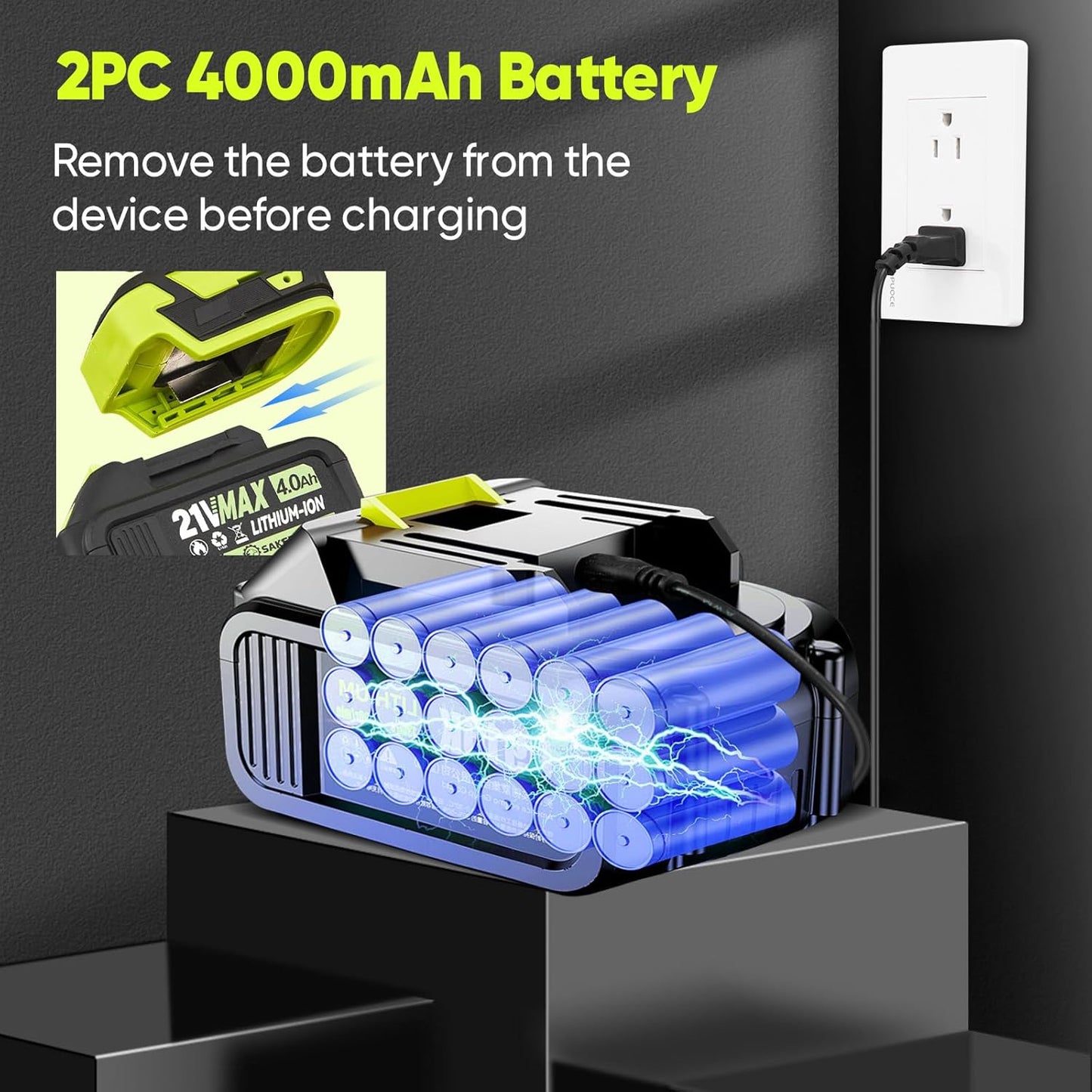 Portable Dust Cleaner, Blower Leaf Blower Cordless, Handheld Blower, Hand Blowers for Lawn Care, Patio Cleaning, 4.0Ah Battery, Charger Included (2 Battery with Storage Case)