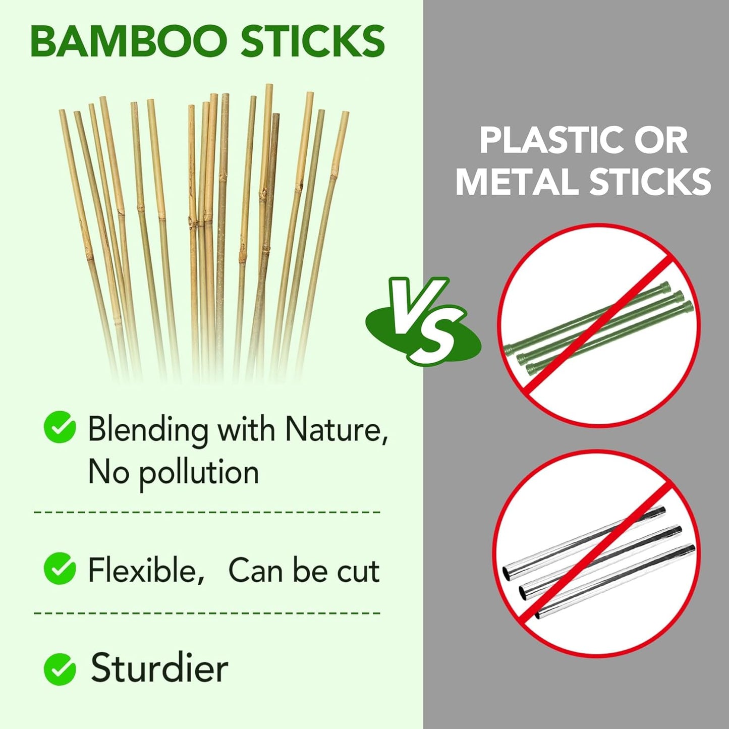 50 Pcs Bamboo Stakes for Plant 6 Feet (70.8 inch), Garden Bamboo Plant Stakes for Plants Support, Climbing Plants, Tomatoes, Sunflowers, Beans, Potted Plants, Trees