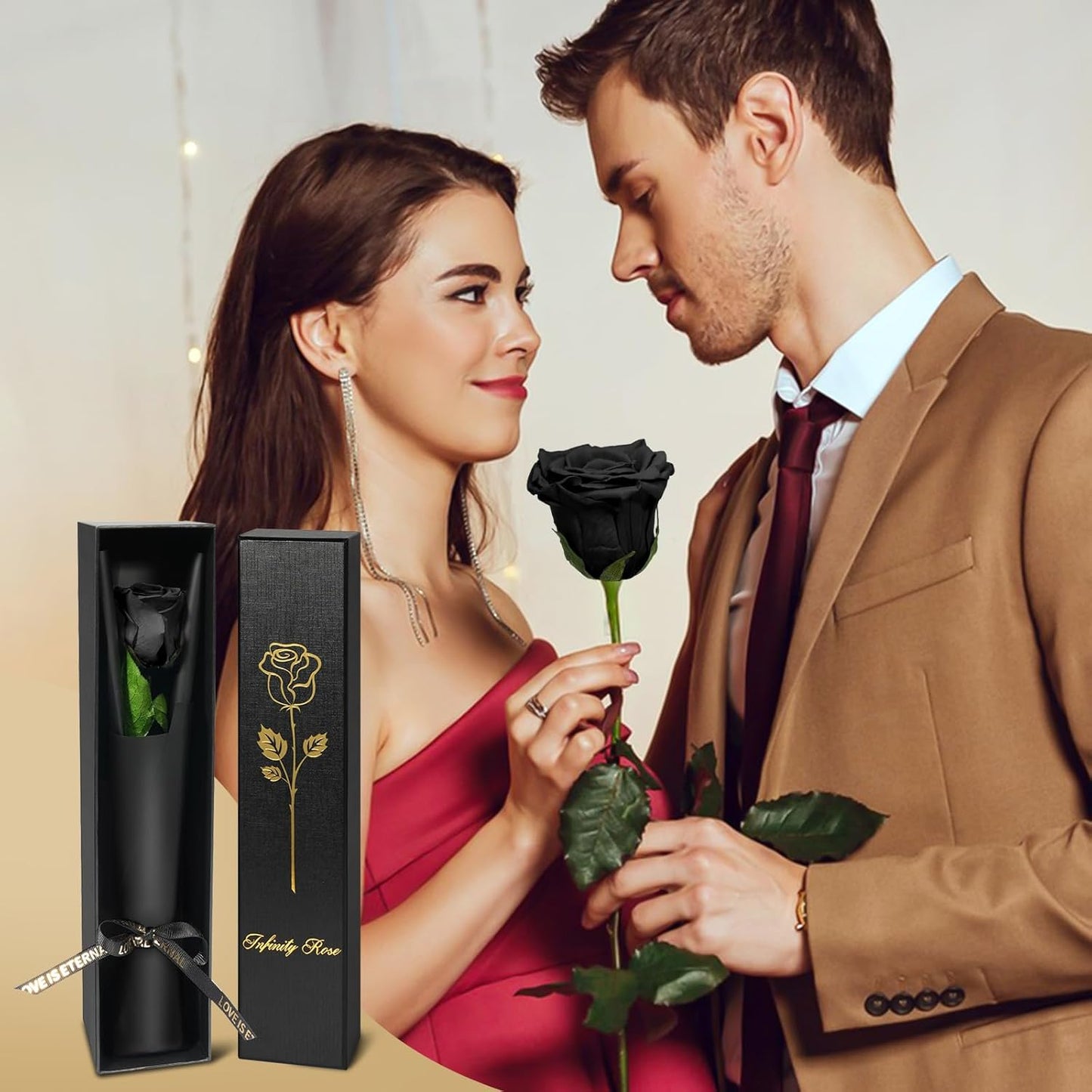 Yamonic Preserved Flowers Rose Gifts for Women Mom, Mothers Day Rose Gifts for Mom, Forever Real Flower Birthday Mom Gifts for Her, Women, Grandma,Girlfriend,Wife Gifts for Anniversary Wedding(Black)