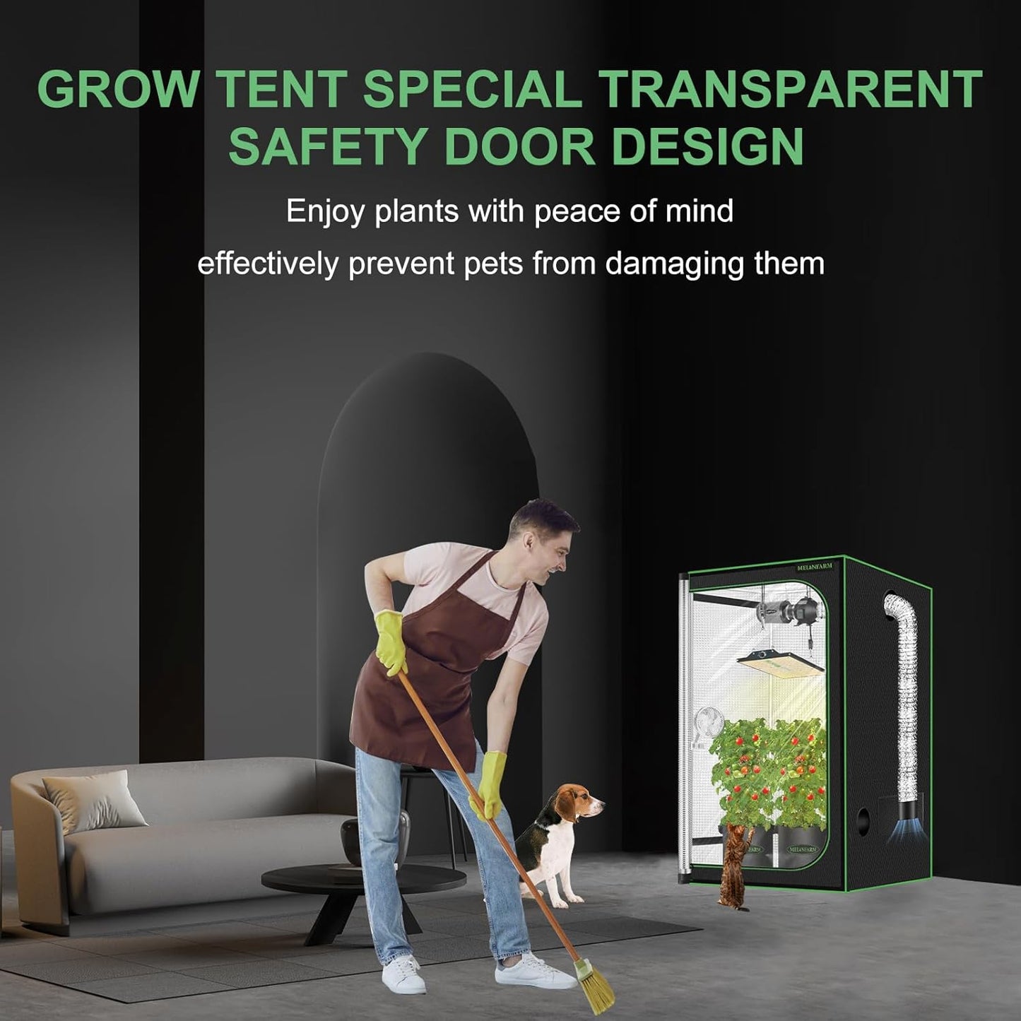 2x2 Grow Tent, 24"x24"x48" Double Transparent Viewing Door Indoor Grow Tent, Growing Tent with High Reflective Mylar & Floor Tray, Plant Tent for Indoor Hydroponics Growing