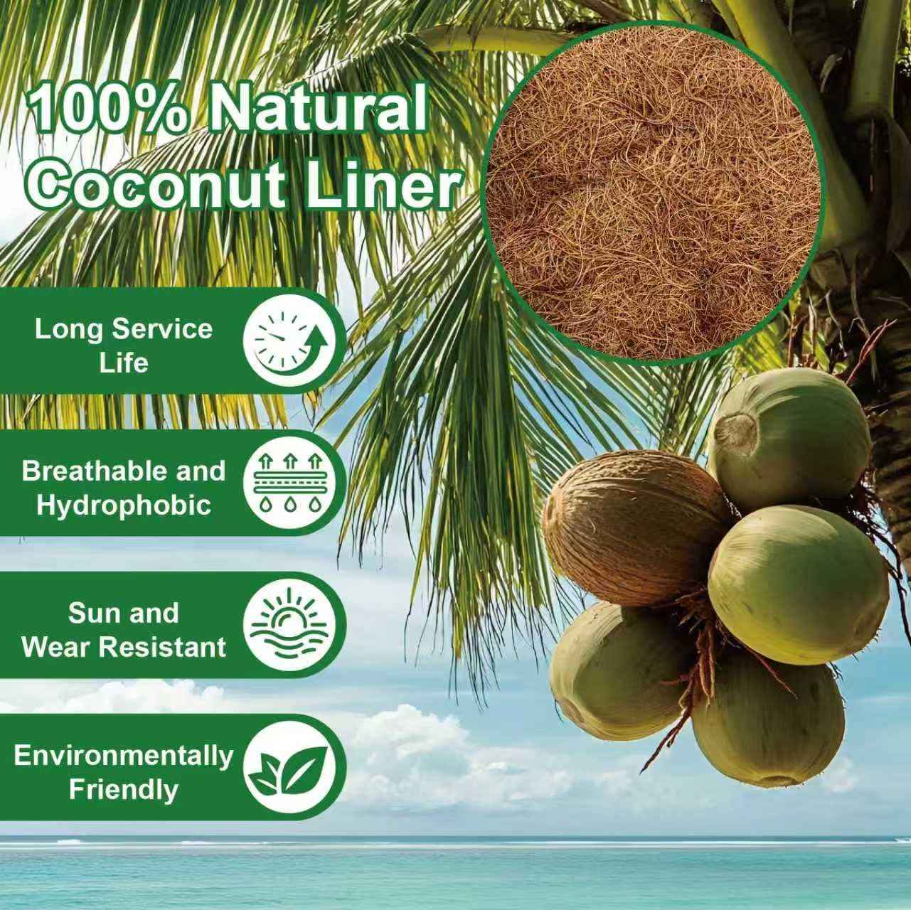 2-Pack 24 Inch Coco Liners for Planters – Trough Coco Liner for Window Box, Fence Flower Baskets | Coco Liners for Hanging Baskets, Planter Box Liner, 24 Inch Coconut Liners for Planters.