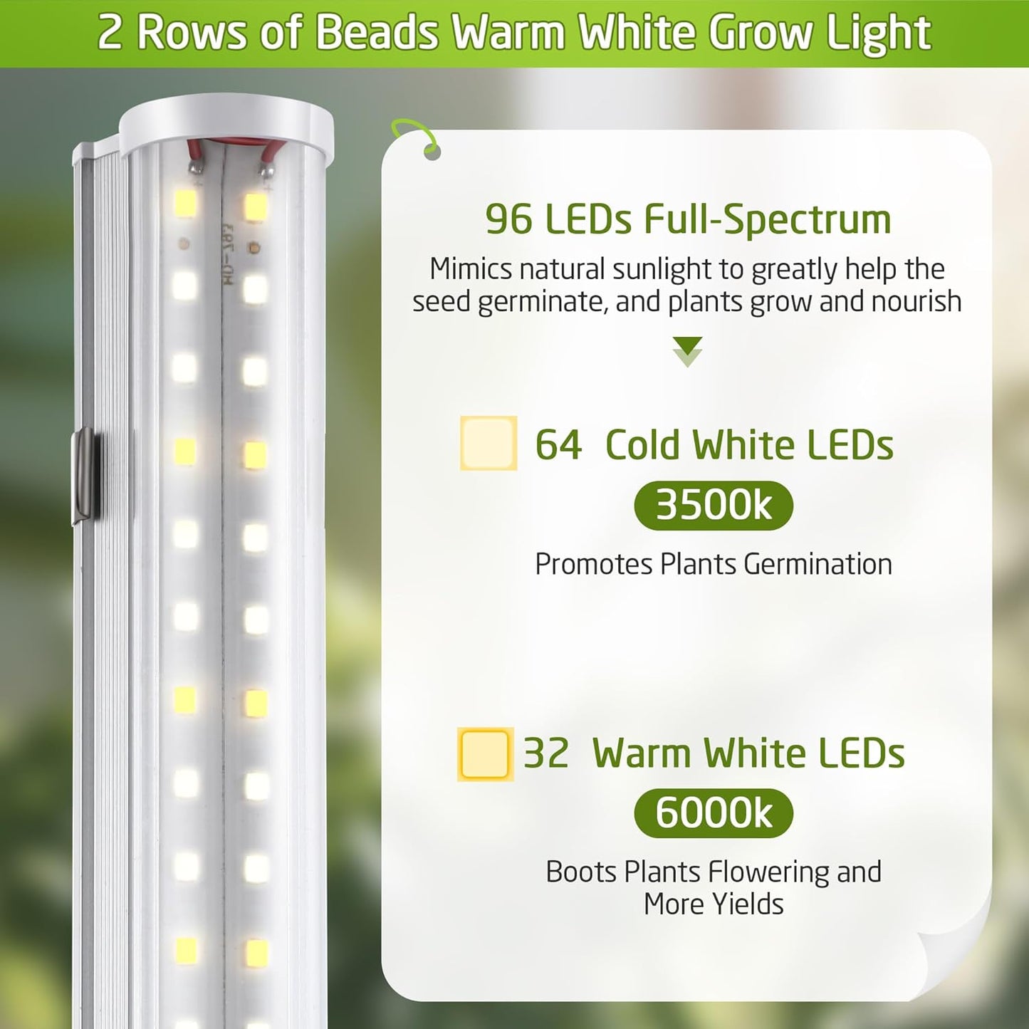 1 Pack Seedling Grow Light with Stand for Indoor Plants, 18W Full Spectrum LED Grow Lamp with Metal Stand, Height Adjustable Seedling Grow Light for Seed Starting, Germination, Hydroponic