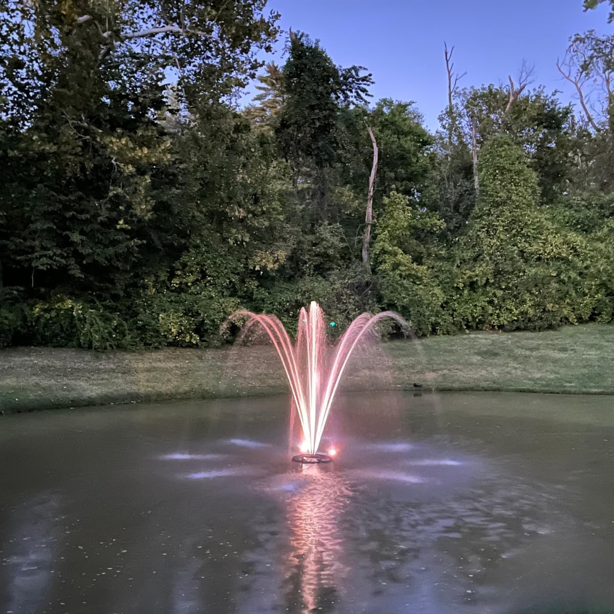 HALF OFF PONDS Floating Fountain – 1 HP Pond Aerator, 200' Cord – 15,000 GPH Water Pump – 13 Spray Patterns - White LED Lights – Energy-Efficient - for Large Ponds, Lakes & Water Gardens