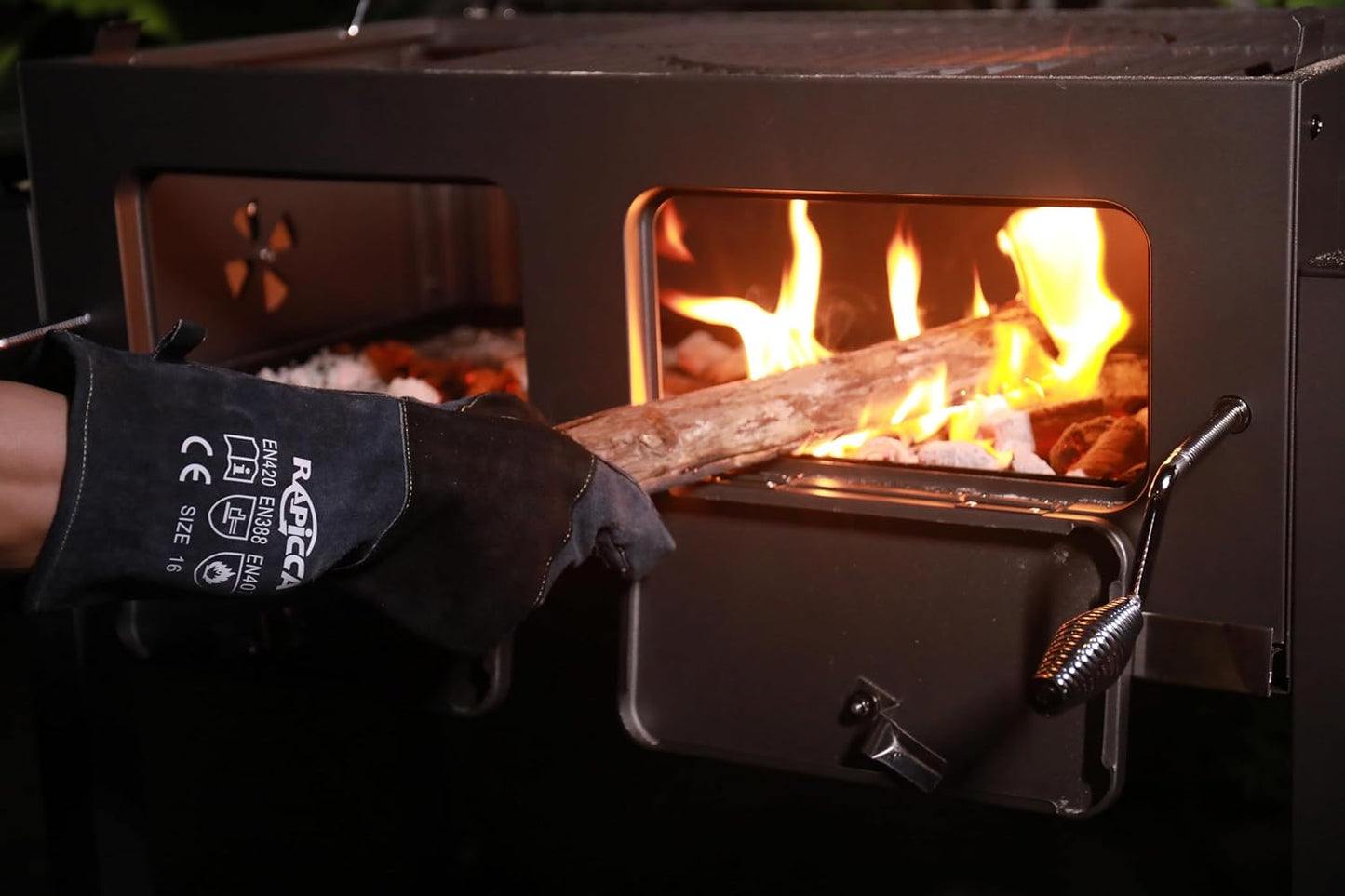 Fireplace Gloves Fire Heat Resistant: Dark-Grey 16IN 932℉ - Fireproof Leather for Fireplace Fire Pit Wood Stove Campfire Furnace BBQ Grill Oven Stick Mig Welding Welder Gear - Birthday Gift XL