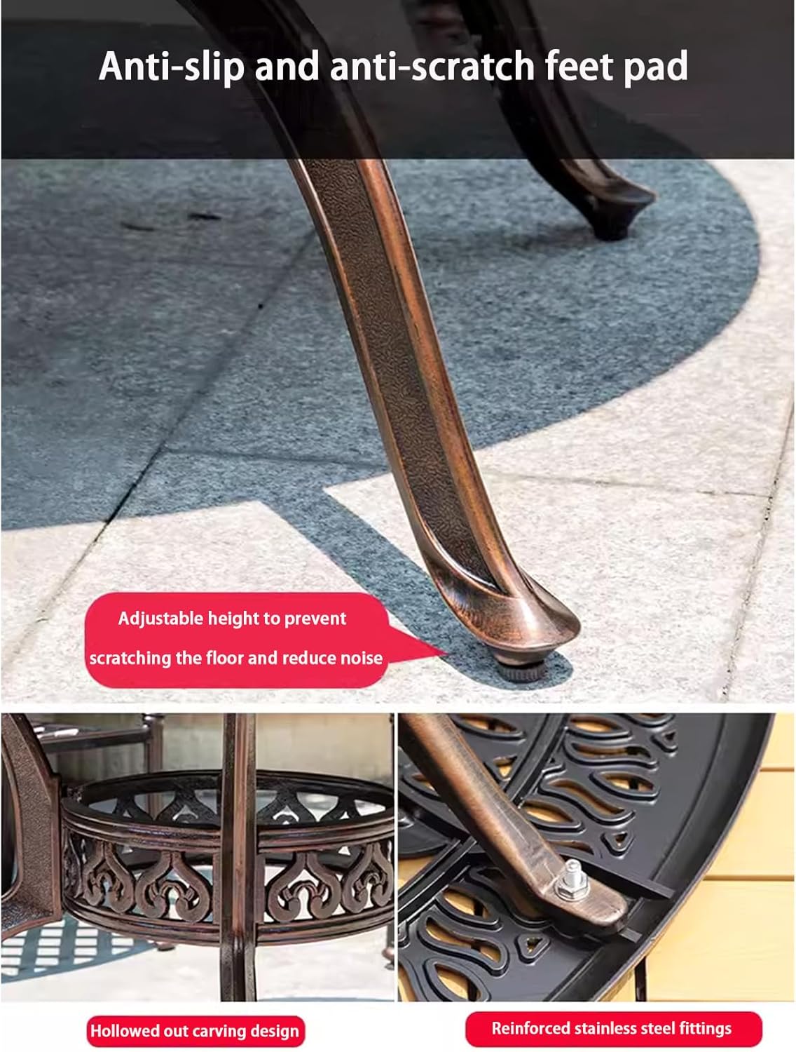 Outdoor Table Cast Aluminum Square Patio Table with Umbrella Hole All Weather Outdoor Dining Tables for Lawn Garden Backyard (90 * 90cm YLSB Square Tables)