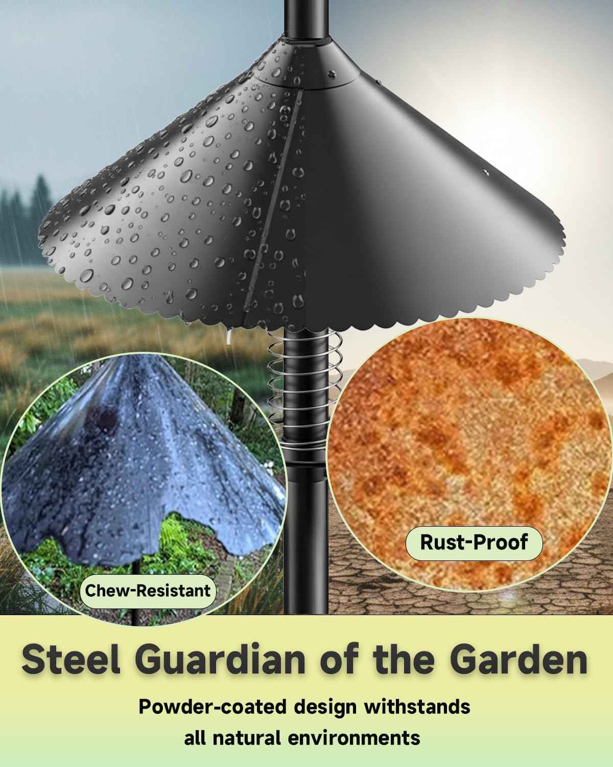 Metal Squirrel Baffle for Bird Feeder Pole, 19" Heavy-Duty Spring-Motion Guard, Upgraded Outdoor Squirrel Protector for Bird Feeder Poles (1 Pack)