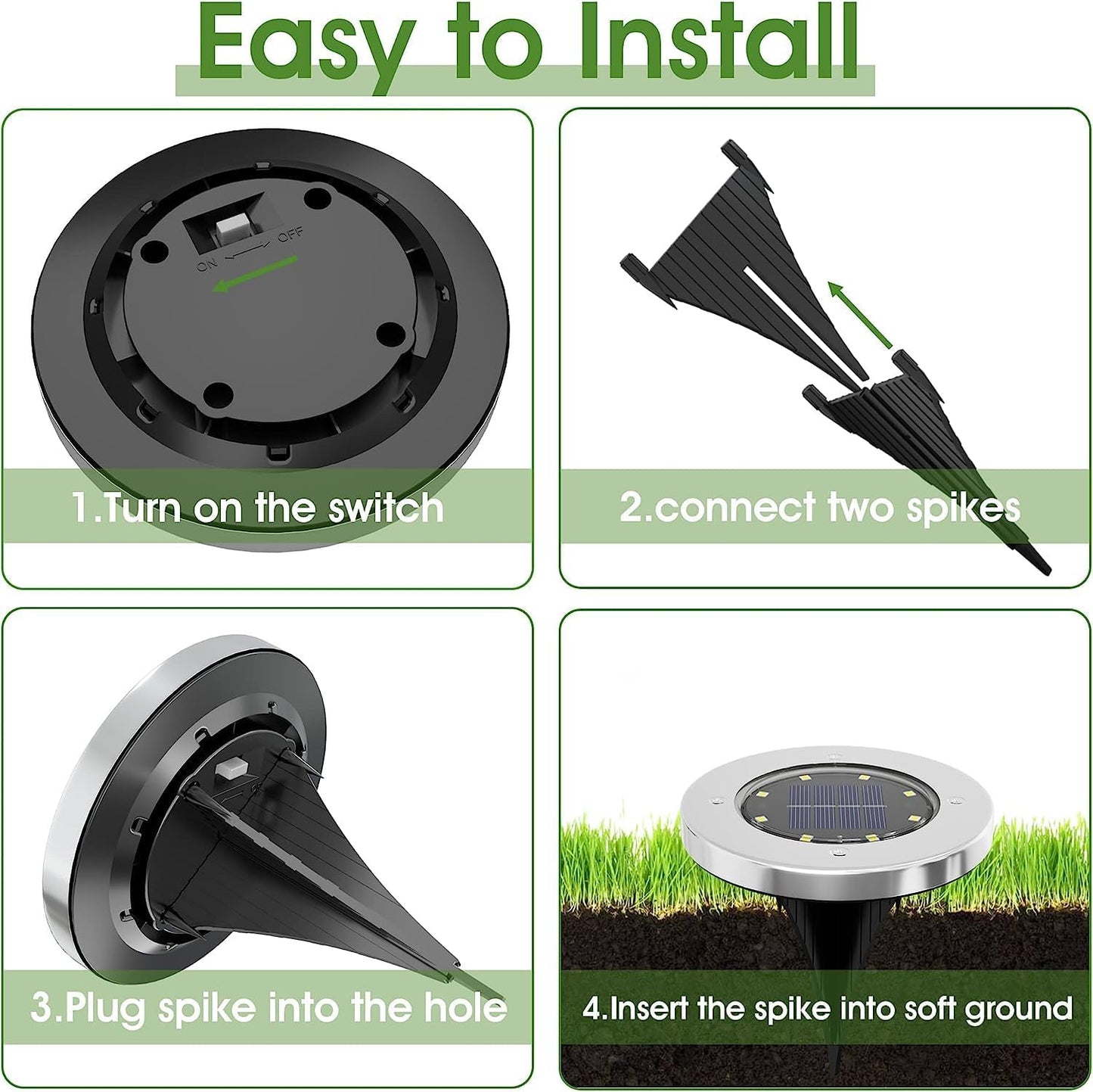 INCX 4.6 inch Solar Lights for Outside, 4 Pack Solar Light Outdoor Waterproof, Garden Lights Landscape Lighting for Lawn Yard Deck Driveway Walkway White