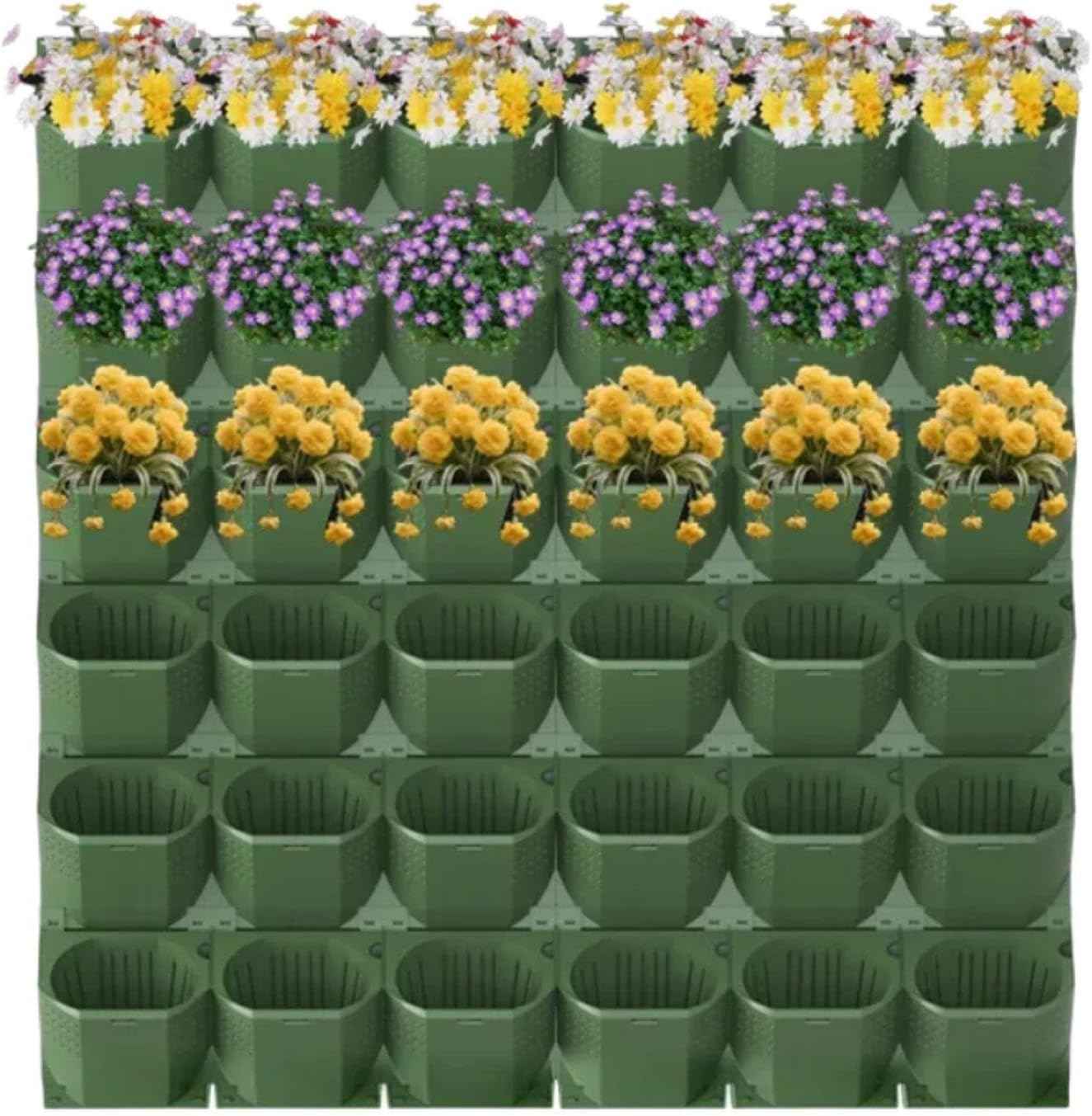 36 Pockets Living Wall Planter Indoor, Self Watering Wall Hanging Planters for Outdoor Plants Stackable, Cascading Vertical Planter Garden (wall Planter 36)