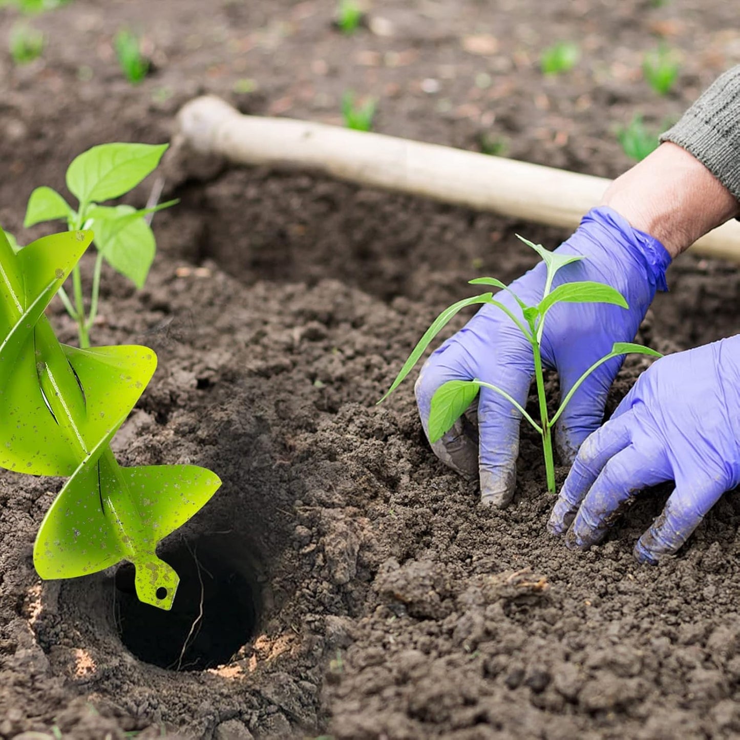 TCBWFY Garden Planting Auger 3x12Inch,Heavy Duty Extensive Spirals,Rapid Speed Transfer Soils to Edge,Solid Shaft with Thickened Spirals