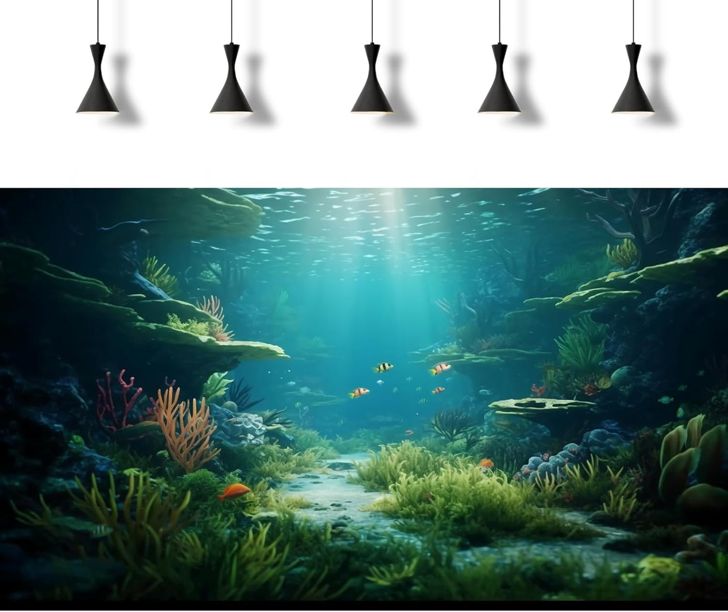 Ocean Floor Fish Tank Background Under The Sea Coral Reef Aquarium Background Underwater Aquatic Plants Corals Rock Cave Terrarium Backgrounds Tropical Fish Ocean Aquarium Backgrounds Decors 30x12in