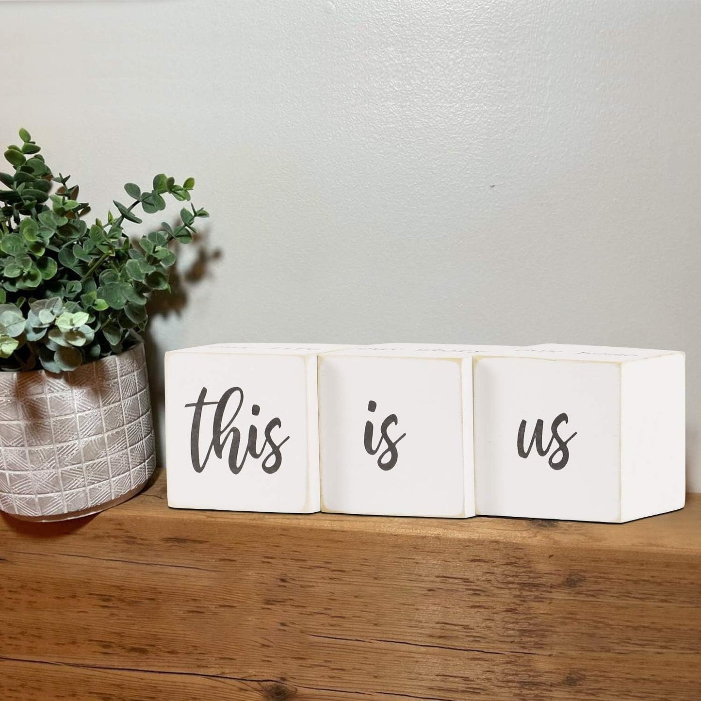 This is Us Sign & Our Life Story Home Letter Blocks - Farmhouse Table Rustic Home Decor, TV Stand Dining Room Modern Decorations for Shelf Mantle