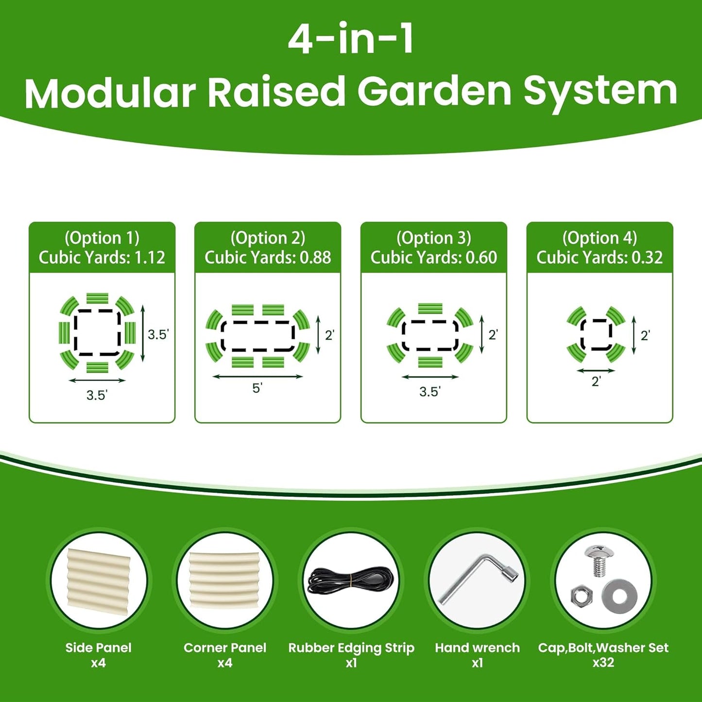 Raised Garden Bed 5x2x1.4 Ft Planter Box Outdoor with Rubber Edge Zinc-Aluminum-Magnesium Stainless Steel Durable Metal Garden Beds Kit for Vegetables, Flowers, Herbs and Succulents（Ivory）