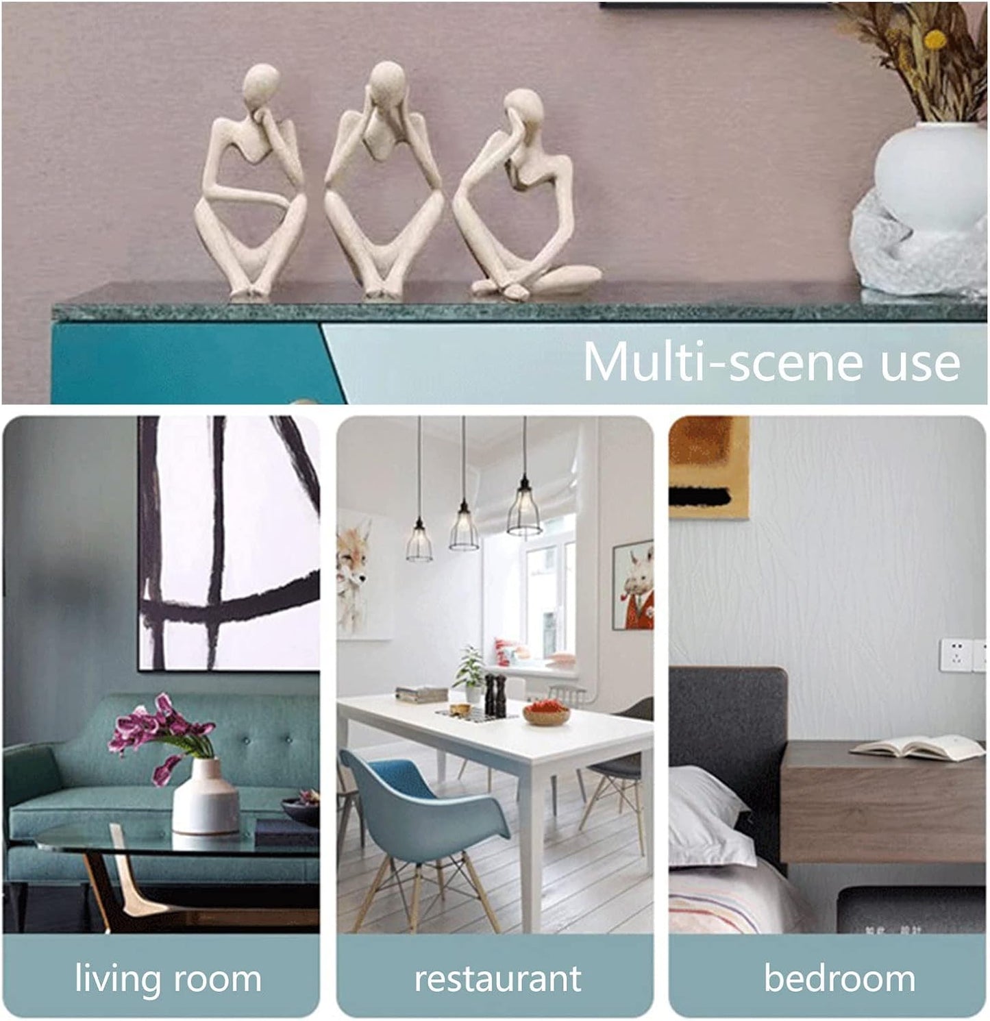 Thinker Sculptures, Sandstone Resin Thinker Statue Ornaments, Abstract Style Housewarming Gifts, Living Room Dining Desk Decorations (Right, Small)