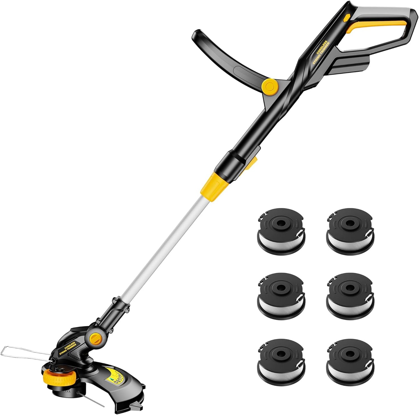 Cordless String Trimmer Compatible with Dewalt 20V Battery, 12-Inch Weed Wacker Cordless Auto Line Feed,Electric Weed Eater Battery Powered Grass Trimmer w/6 Line Spools(Tool Only)