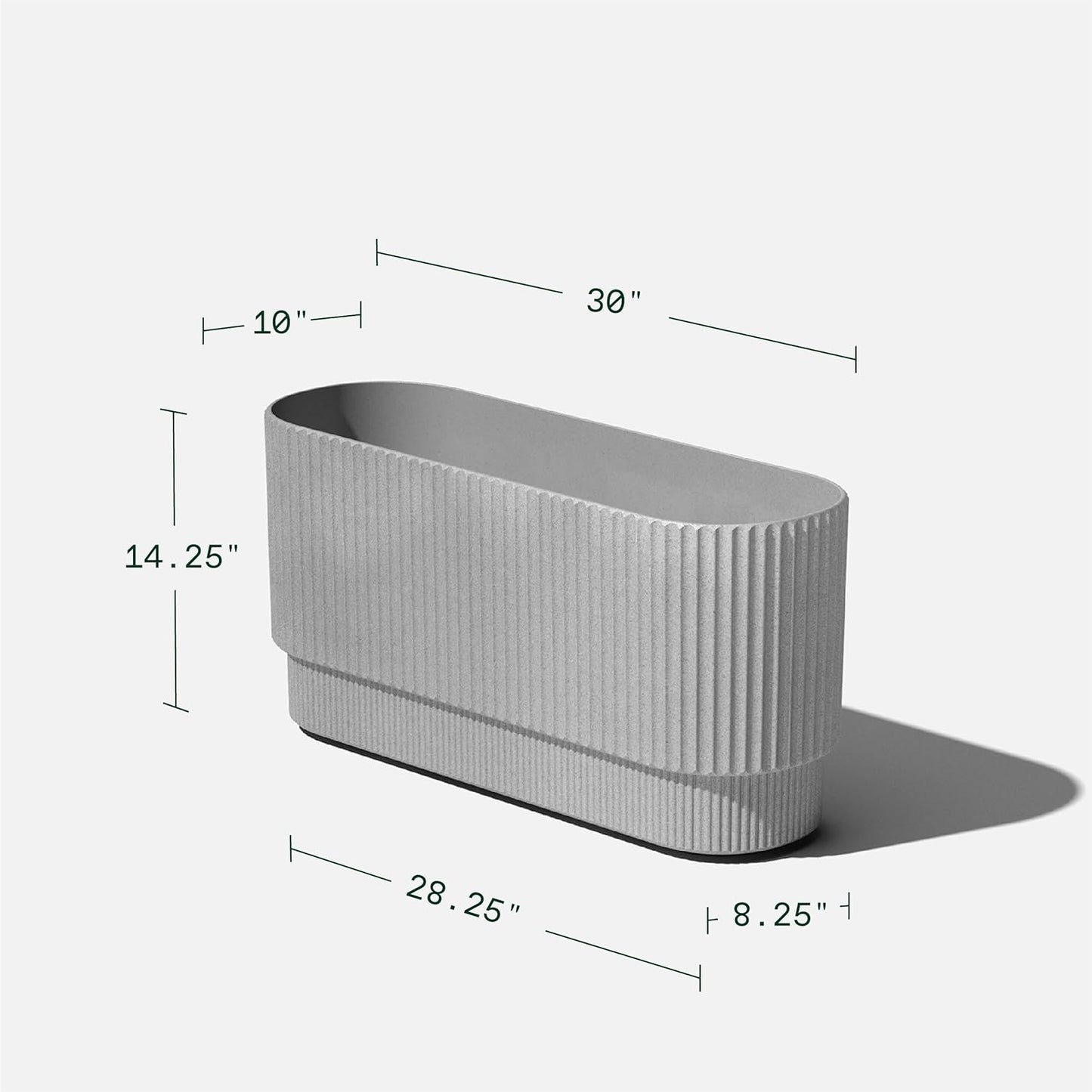Veradek Demi Series Long Planter for Porch, Patio, Backyard | Durable Plastic-Concrete Material | Modern Décor for Shrubs, Flowers