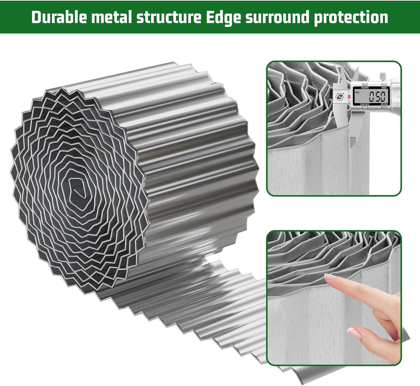 SnugNiture Corrugated Metal Garden Edging,10" x 20' Sturdy Lawn Edging Border,Landscape Edging Border for Lawn, Flower Bed,Garden and Yard