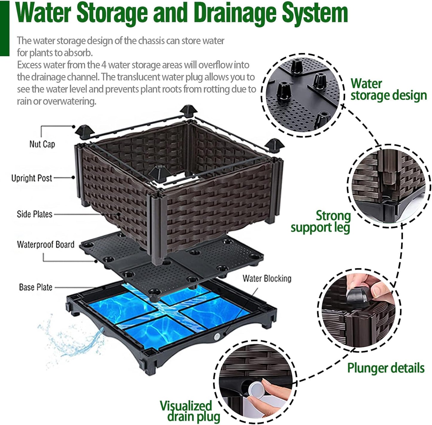 Raised Garden Bed with Legs, Elevated Plastic Planter Box for Outdoor Plants, Flowers, Vegetables and Herbs