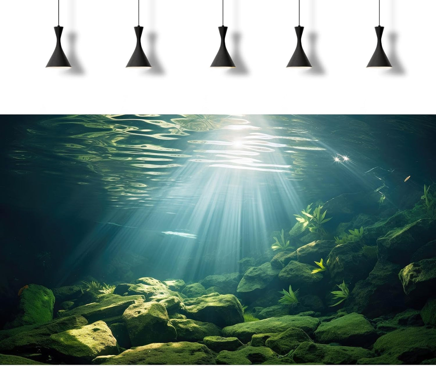 Under The Sea Aquarium Background Aquatic Plants Deep Sea Fish Tank Background Underwater Sunray Rock Terrarium Backgrounds Deep Ocean Floor Tropical Fish Tank Backgrounds 48x18in