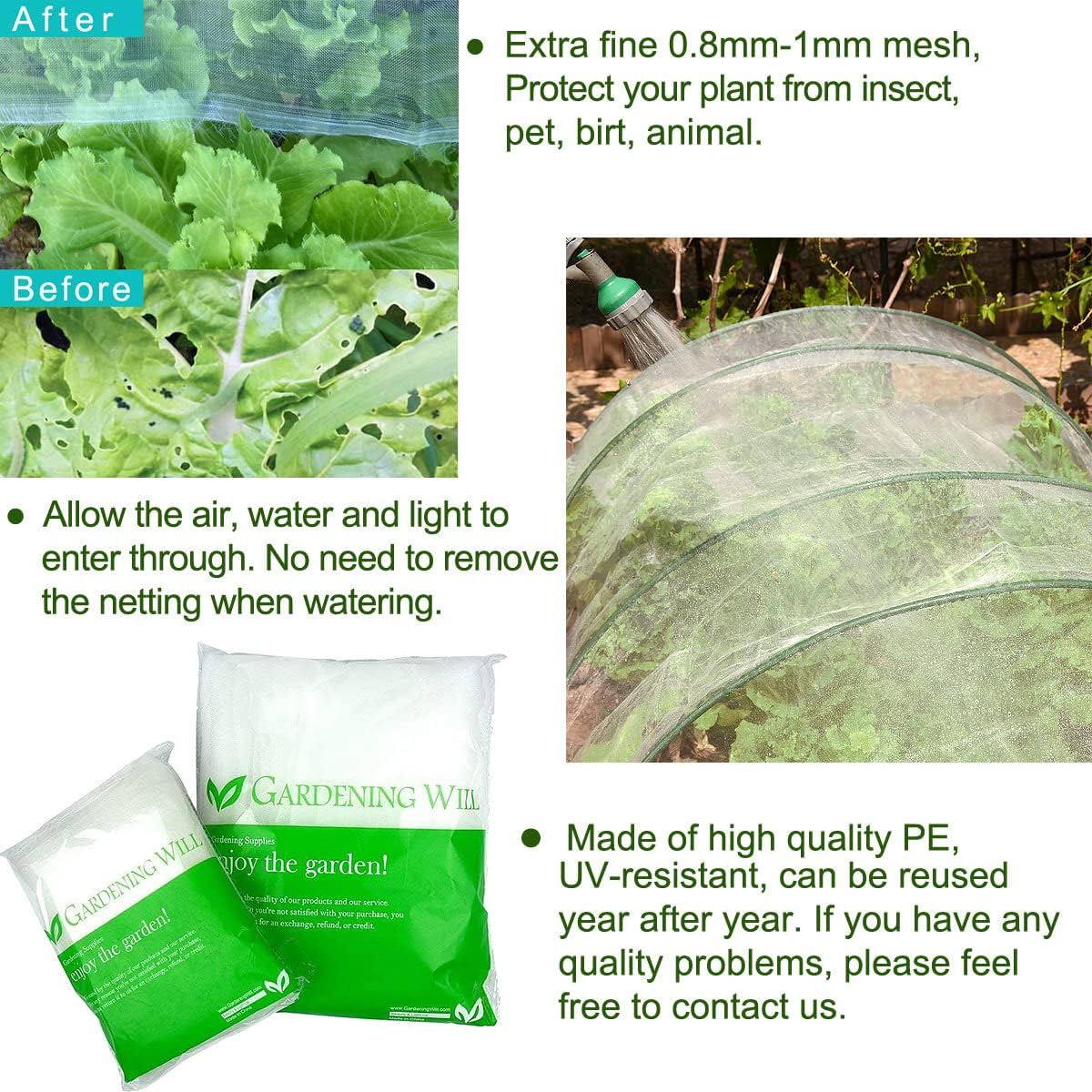 10x20Ft Mosquito Bug Insect Bird Fine Mesh Net Barrier Hunting Blind Garden Screen Netting for Protect Your Plant Fruits Flower