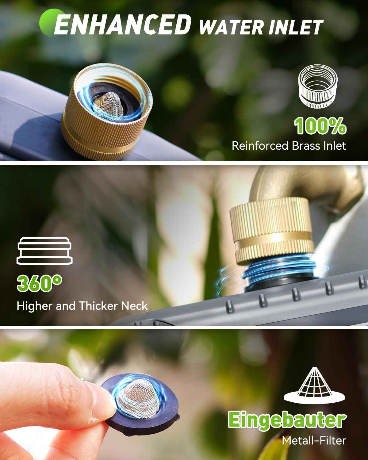 RAINPOINT 3 Zone Sprinkler Timer with Brass Inlet, Water Timer for Garden Hose,Rain Delay/Manual/Automatic Watering System, Hose,Hose Timers for Watering with IP65 Waterproof, Large LCD for Yard
