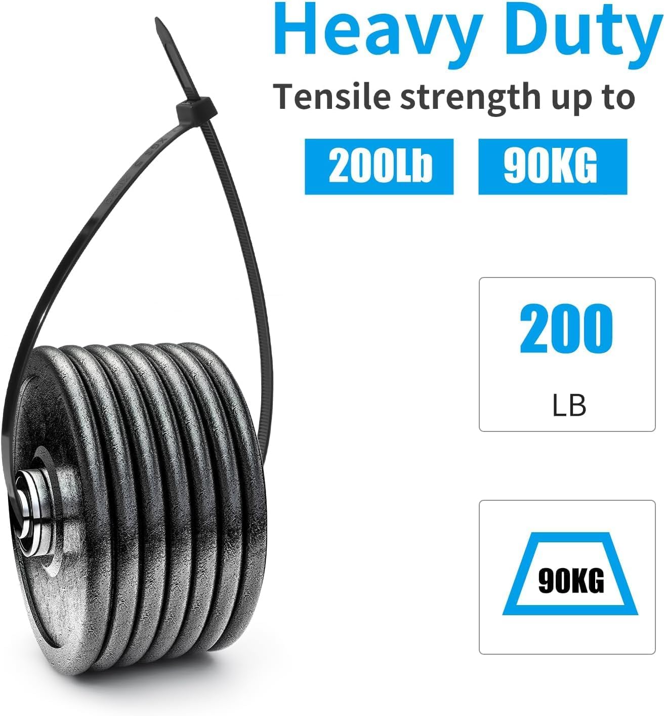 XINGO 12 Inch Black Large Zip Ties Heavy Duty 500 Pack, 200 LBS Ultra Strong Plastic Wire Ties, Large Cable Ties Extra Long Tie Wraps, Indoor and Outdoor UV Resistant