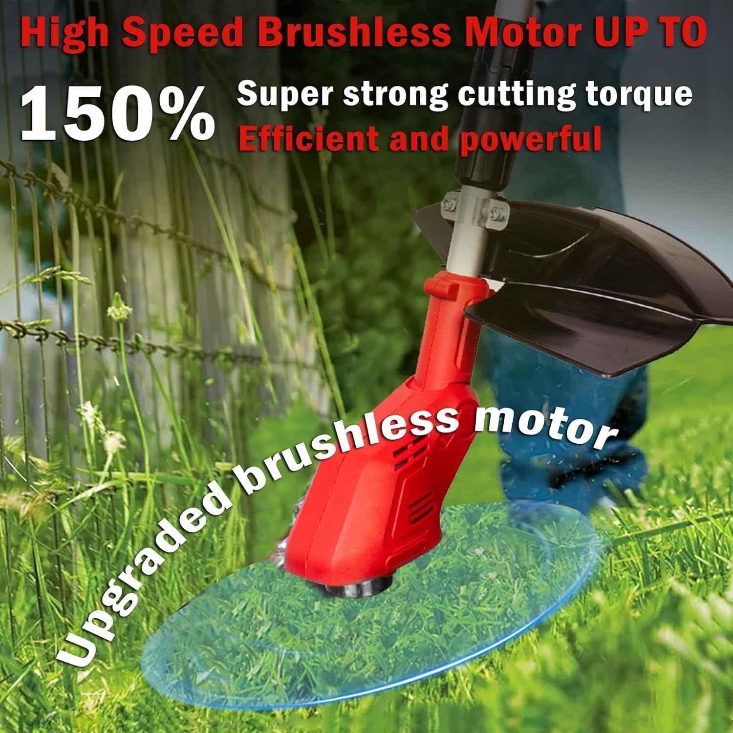 Cordless String Trimmer Compatible with Milwaukee 18V Batteries,Folding 3 in 1 Electric Weed Wacker with Brushless Motor,8 INCH Electric Weed Wacker/Edger Trimmer for Lawn,Garden,Yard(Tool Only)