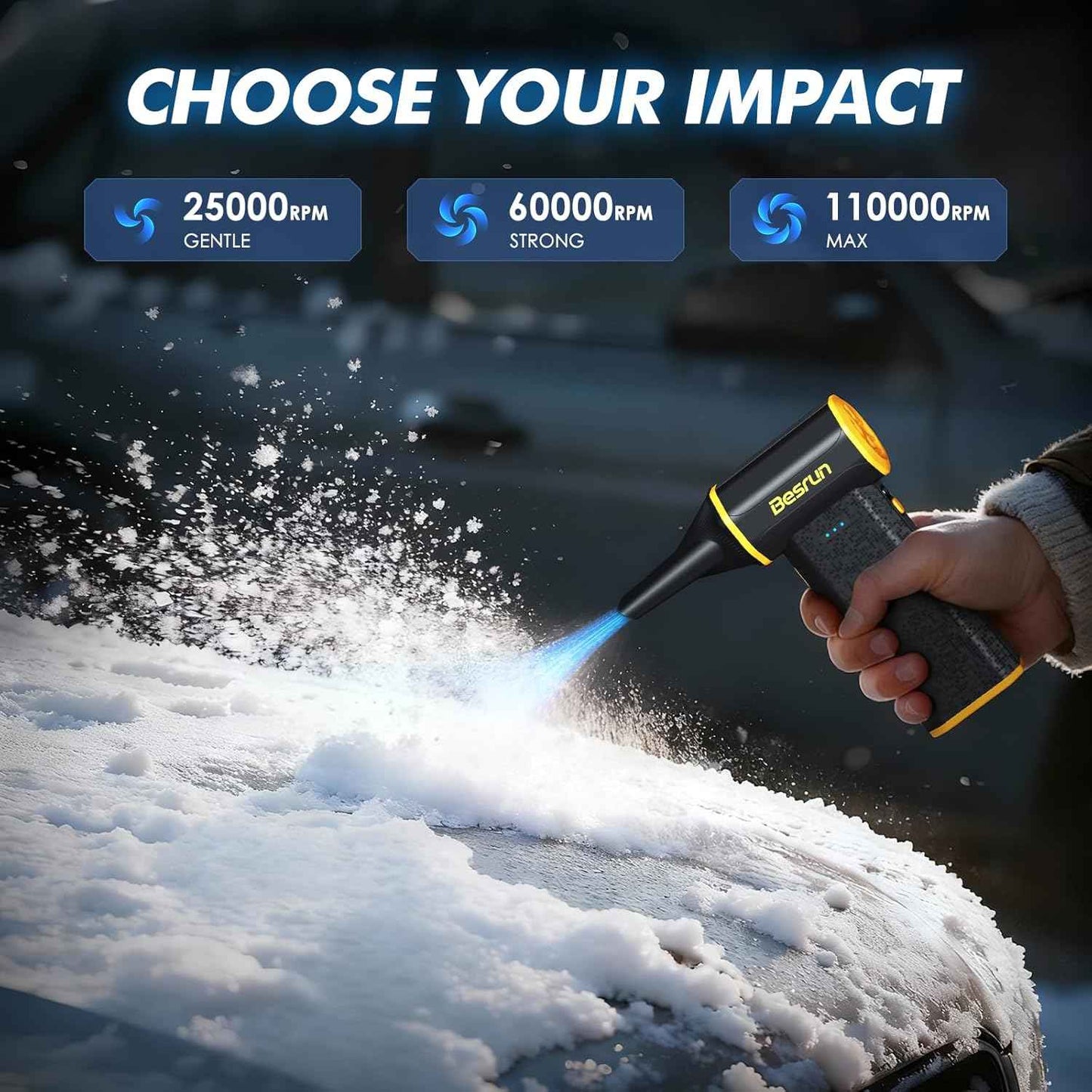 Electric Air Duster - 110,000 RPM Compressed Air Duster, 120W Cordless Air Blower for Computer Keyboard，House, Outdoor & Car, 3-Speed Rechargeable Mini Turbo Fan, Type-C Fast Charge (X113)