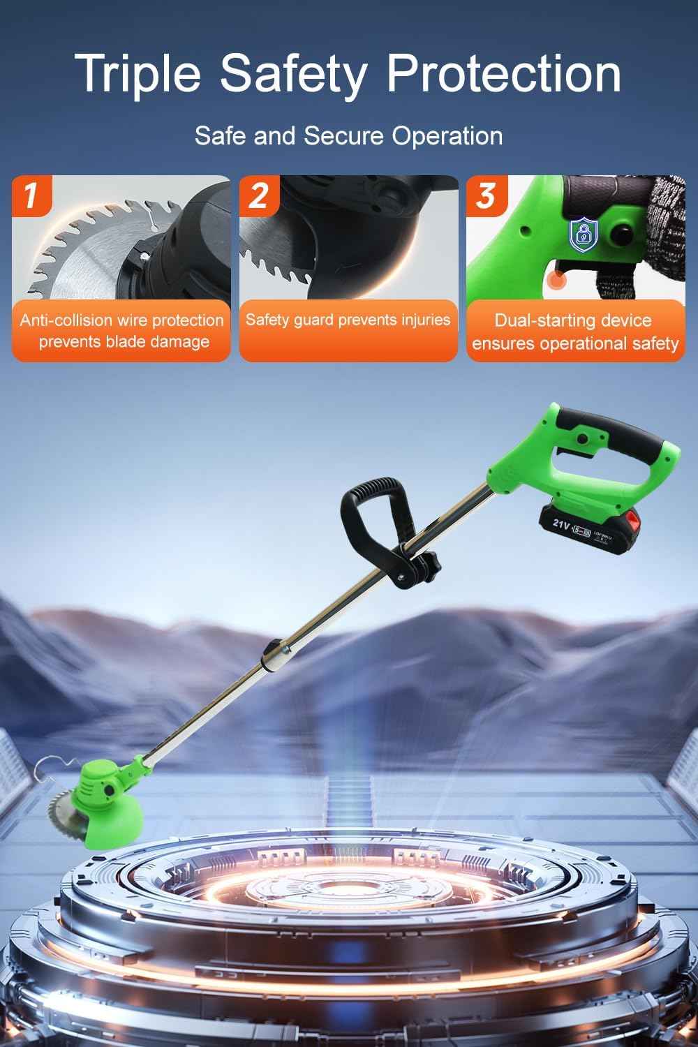 Cordless Weed Wacker, Lightweight Electric Grass Trimmer, 2 Batteries, Weed Erimmer, Adjustable Weed Eater,String Trimmers, Green