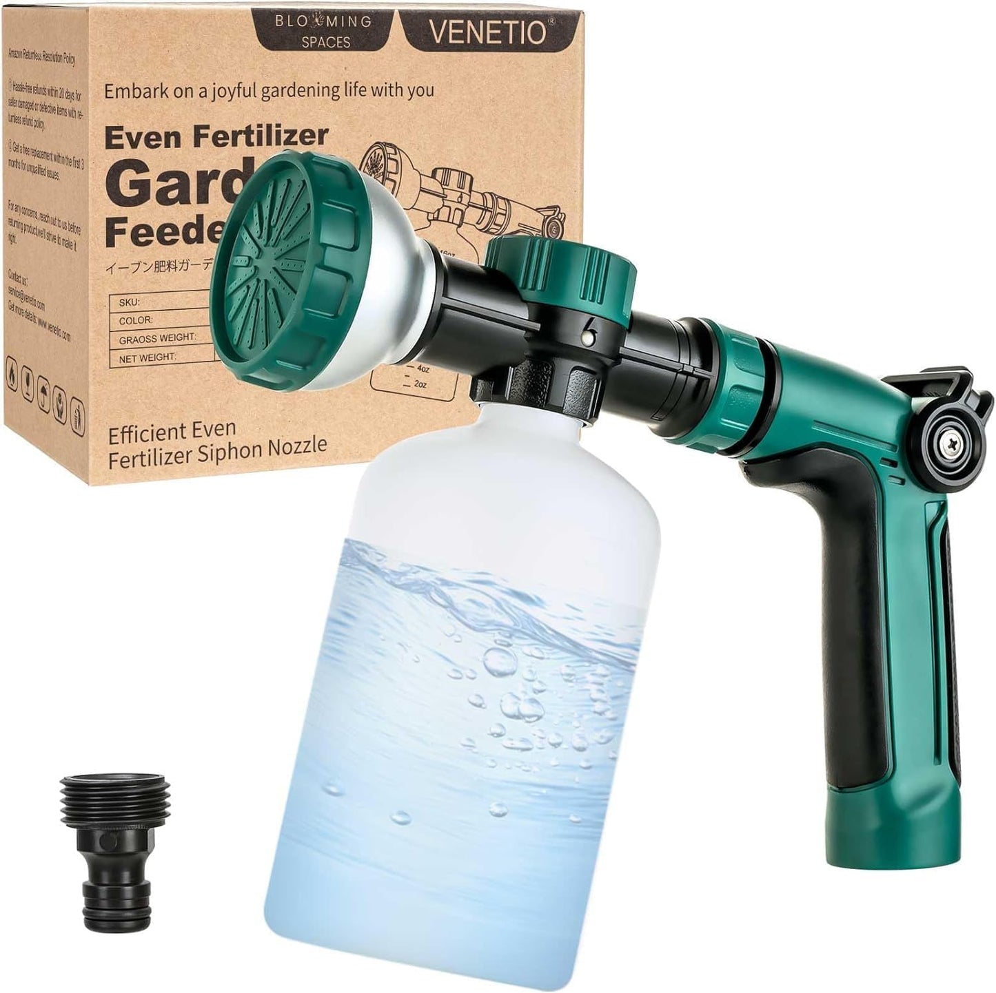 8-Dial Hose End Sprayer for Liquid Fertilizer/Soap Precision Lawn Yard & Garden Feeder with 16oz Bottle for Uniform Fertilizing and Watering Plants Car Dog Wash Hose Attachment Nozzle
