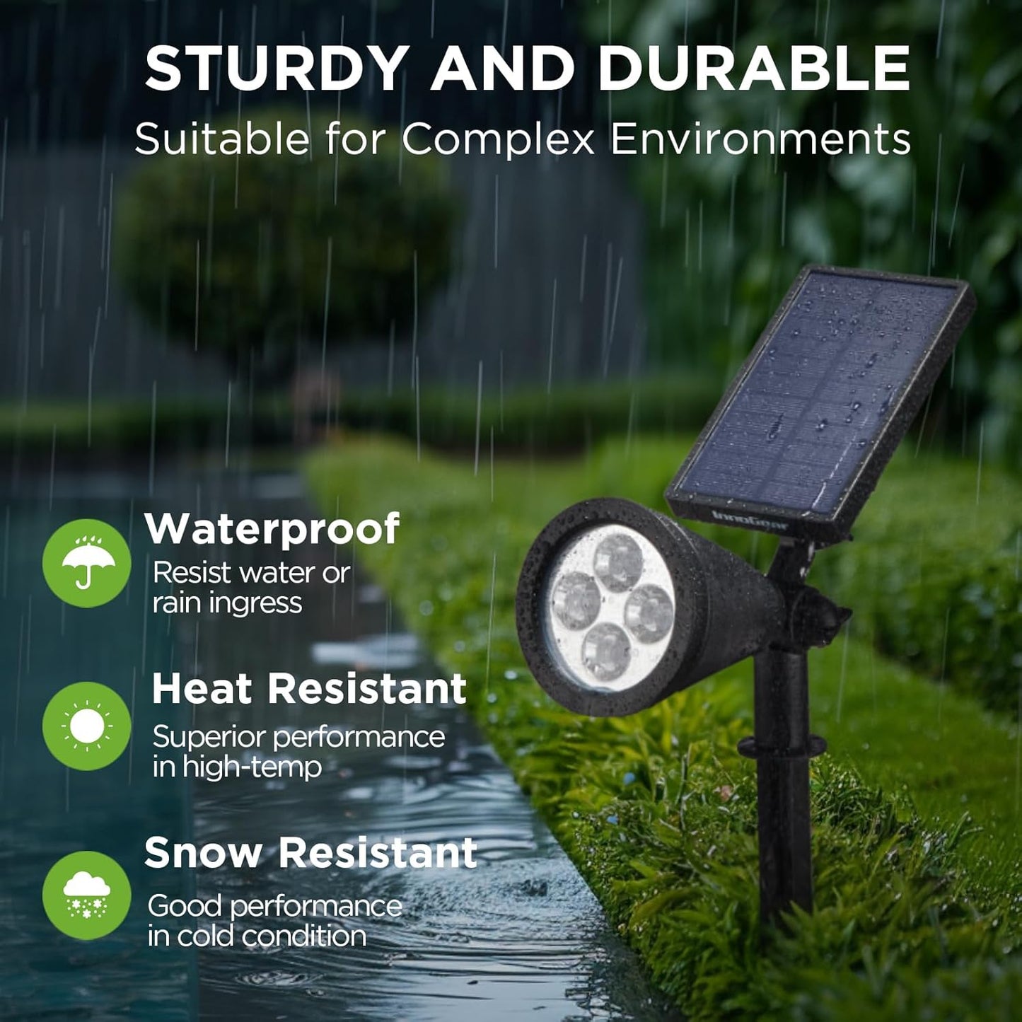 InnoGear Solar Lights Outdoor Lighting Waterproof Landscape Spotlights Uplighting for Outside Flag Garden Trees Yard Pathway Wall Auto On/Off, Pack of 6 (Cool White)