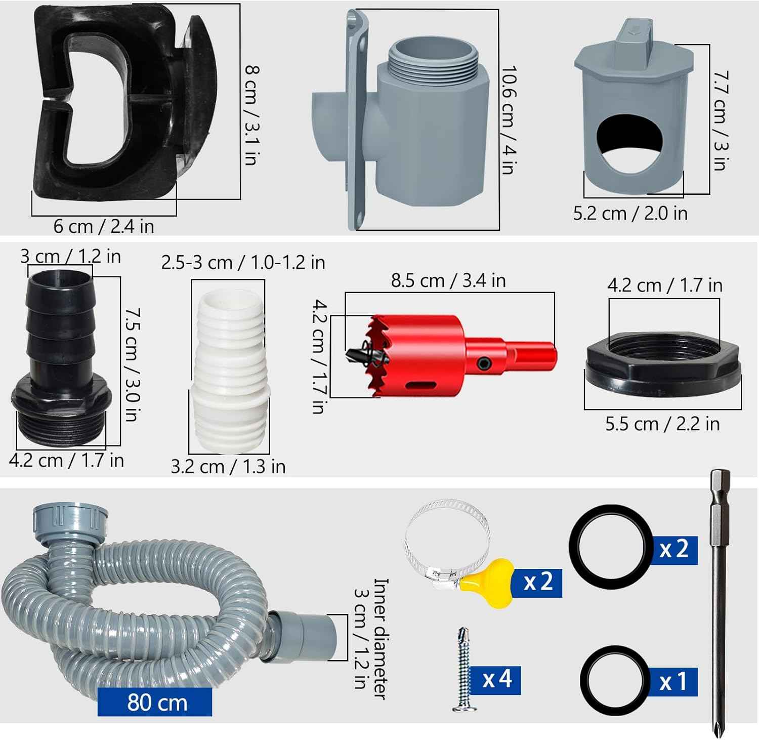 Rain Barrel Diverter Kit, Rainwater Collection System with Adjustable Valve and Hose, Rain Water Diverter for Downspout, Downspout Diverter Fits for Standard Downspouts