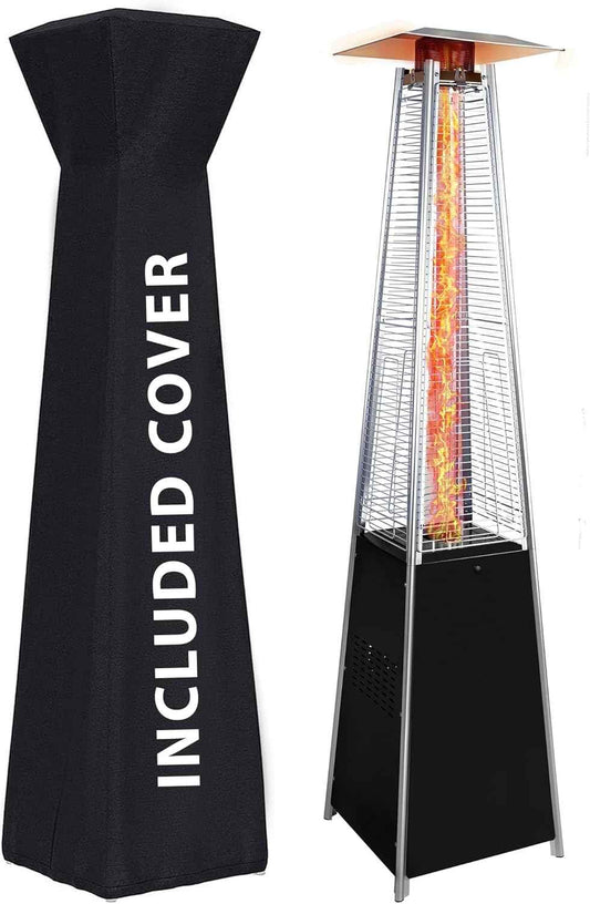 Pyramid outdoor heater, 48000 BTU Propane Patio Heater with Detachable Wheels and Protective Cover, Outdoor Propane Heaters for Patio(Black)