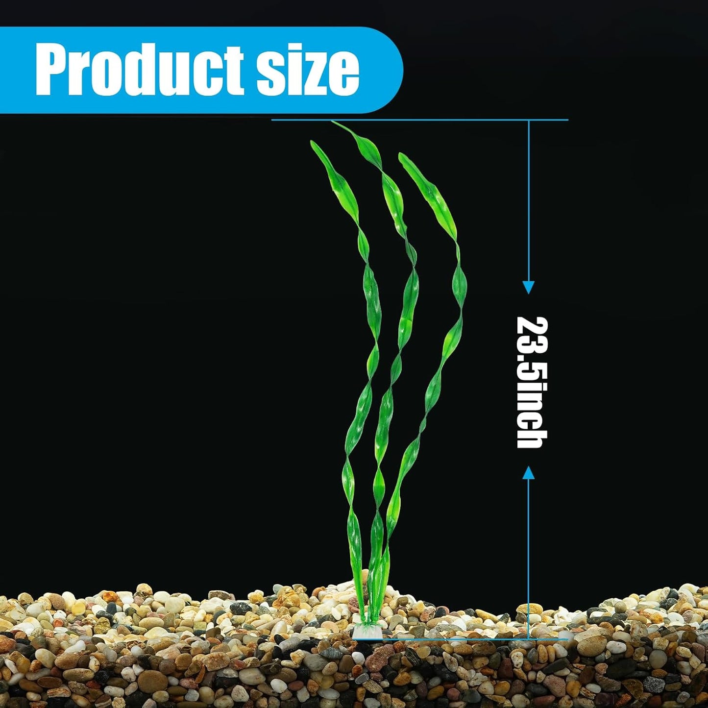 AQUANEAT Fish Tank Artificial Plants, Aquarium Plastic Seaweed Decorations, 23.5Inch Tall Fake Green Accessories, 10 Packs